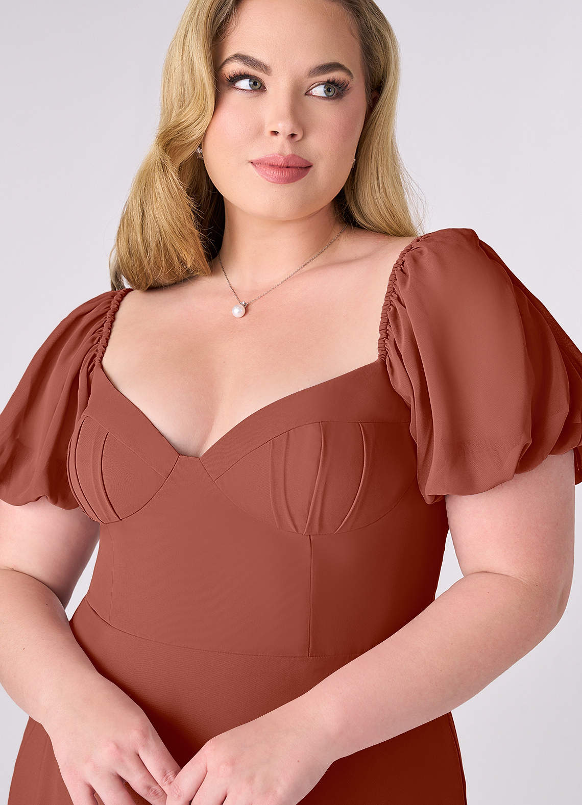 Barbie ♥ Azazie Bridesmaid Dresses Auburn A-Line Pleated Chiffon Dress image9