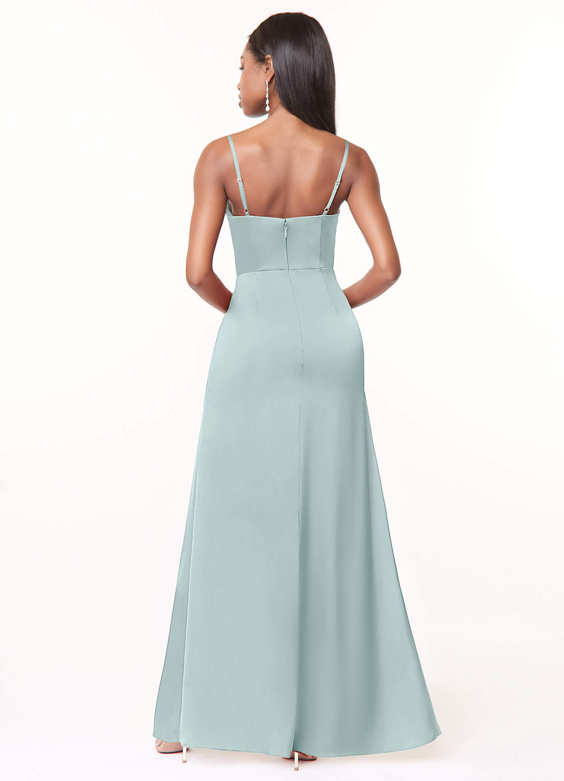 azazie maci stretch satin dress Azazie Plus Size A-Line V-Neck Floor-Length Stretch Satin Bridesmaid Dresses
