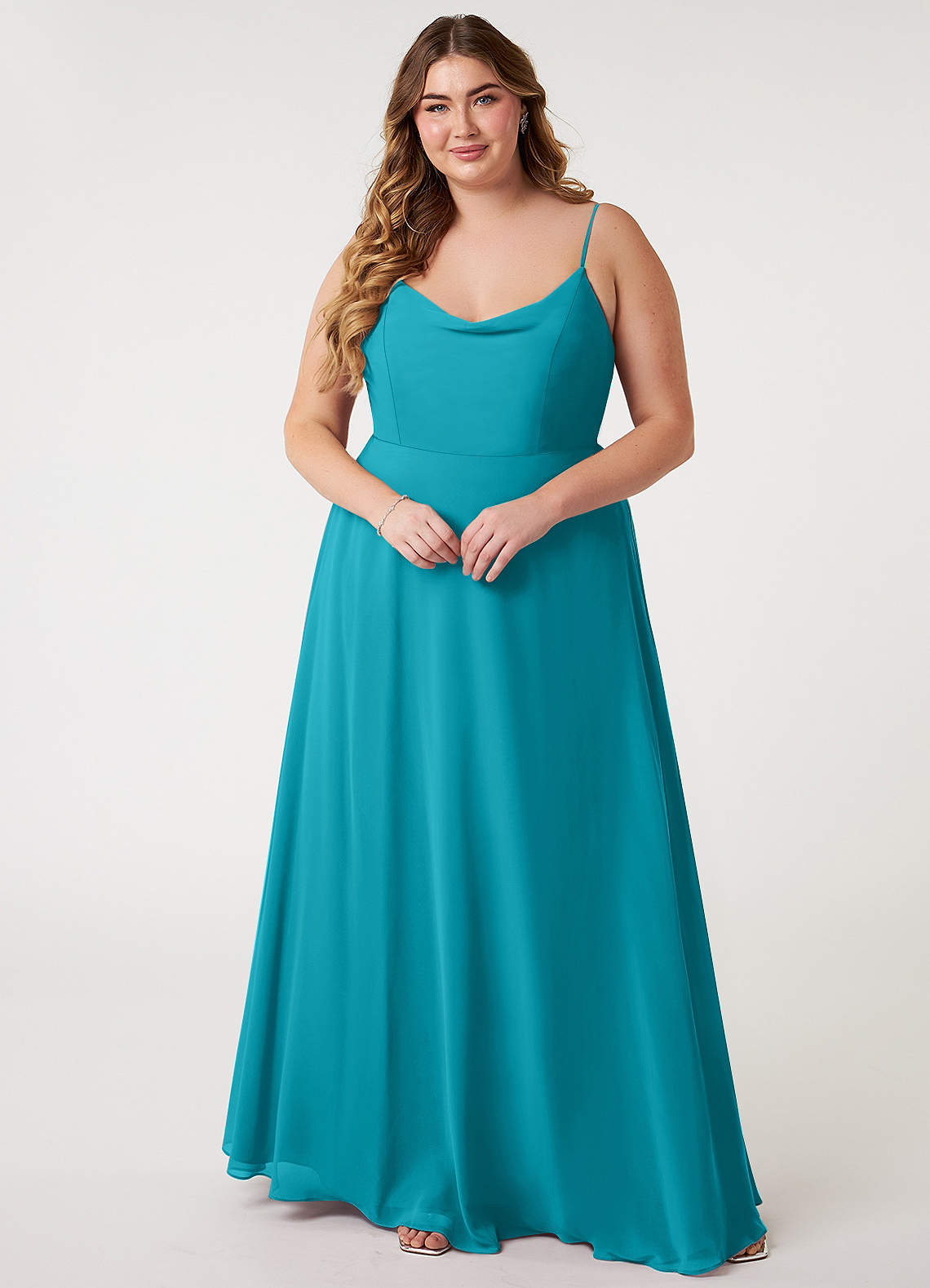 Azazie Daenerys Bridesmaid Dresses Jade A-Line Cowl Chiffon Dress image1