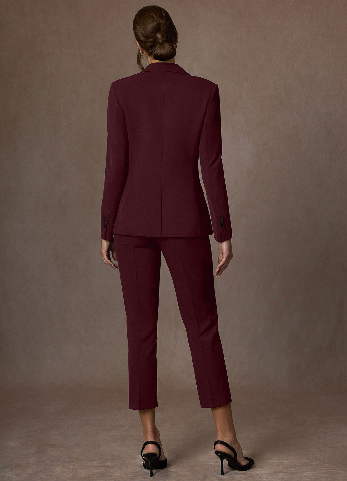 front Kennedy Cabernet Structured Stretch Pants Suit