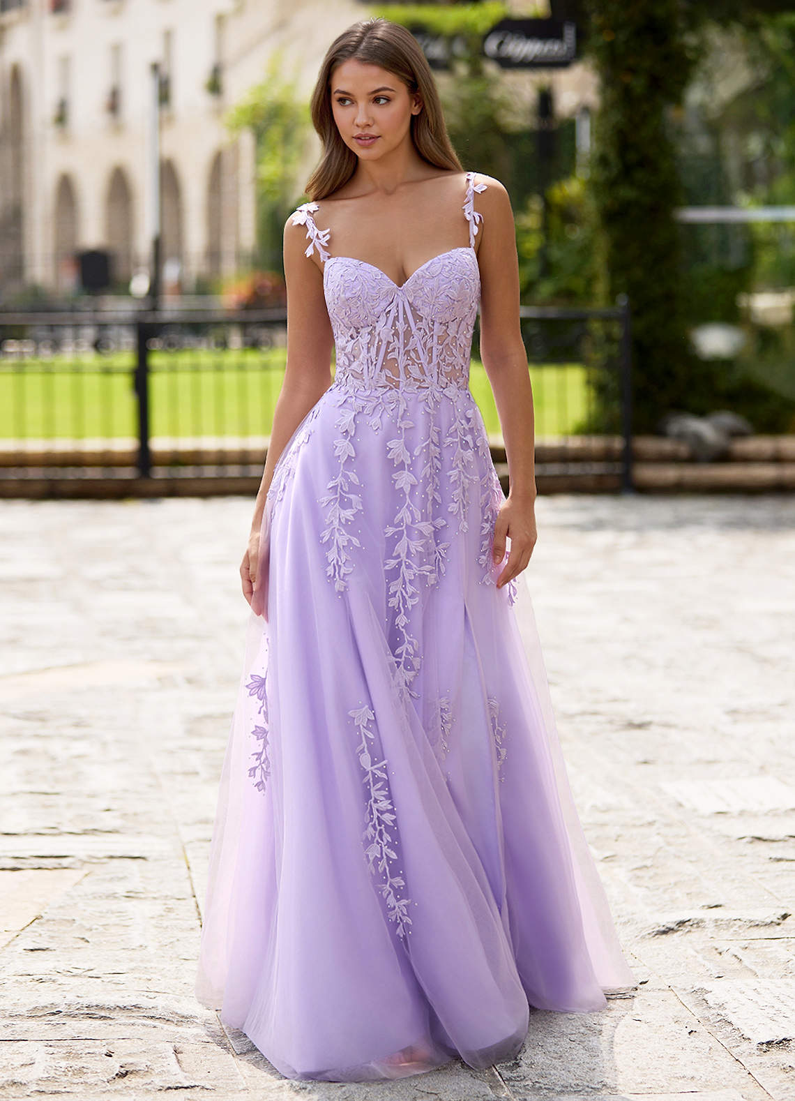 purple elegant dress Simple one shoulder chiffon long prom dress, purple evening Prom Dresses Azazie 2026 Corset Lace A-Line