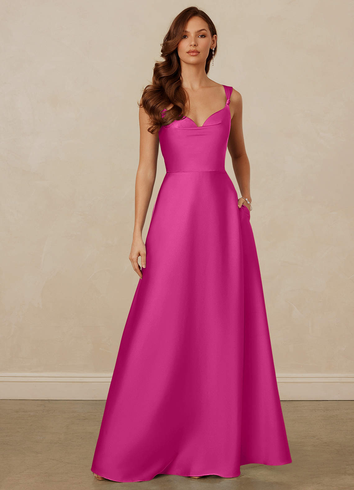 Christian Siriano Bridal for Azazie 1001 Bridesmaid Dresses Fuchsia A-Line Sweetheart Neckline Stretch Satin Dress image1