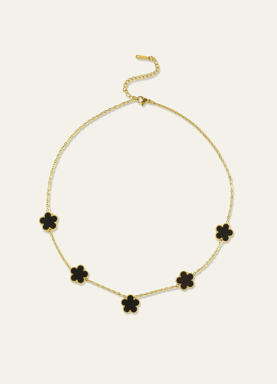 18K Gold Plated Stainless Steel Five-Leaf Clover Charm Necklace