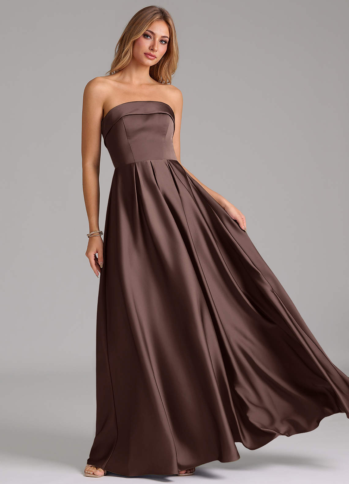 Azazie Lucienne Ganache Stretch Satin Bridesmaid Dresses | Azazie
