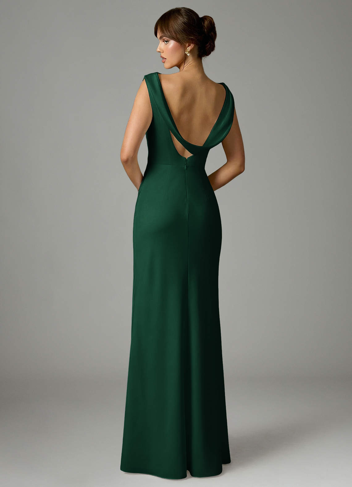 Azazie Kieryn Dark Green Stretch Satin Bridesmaid Dresses | Azazie