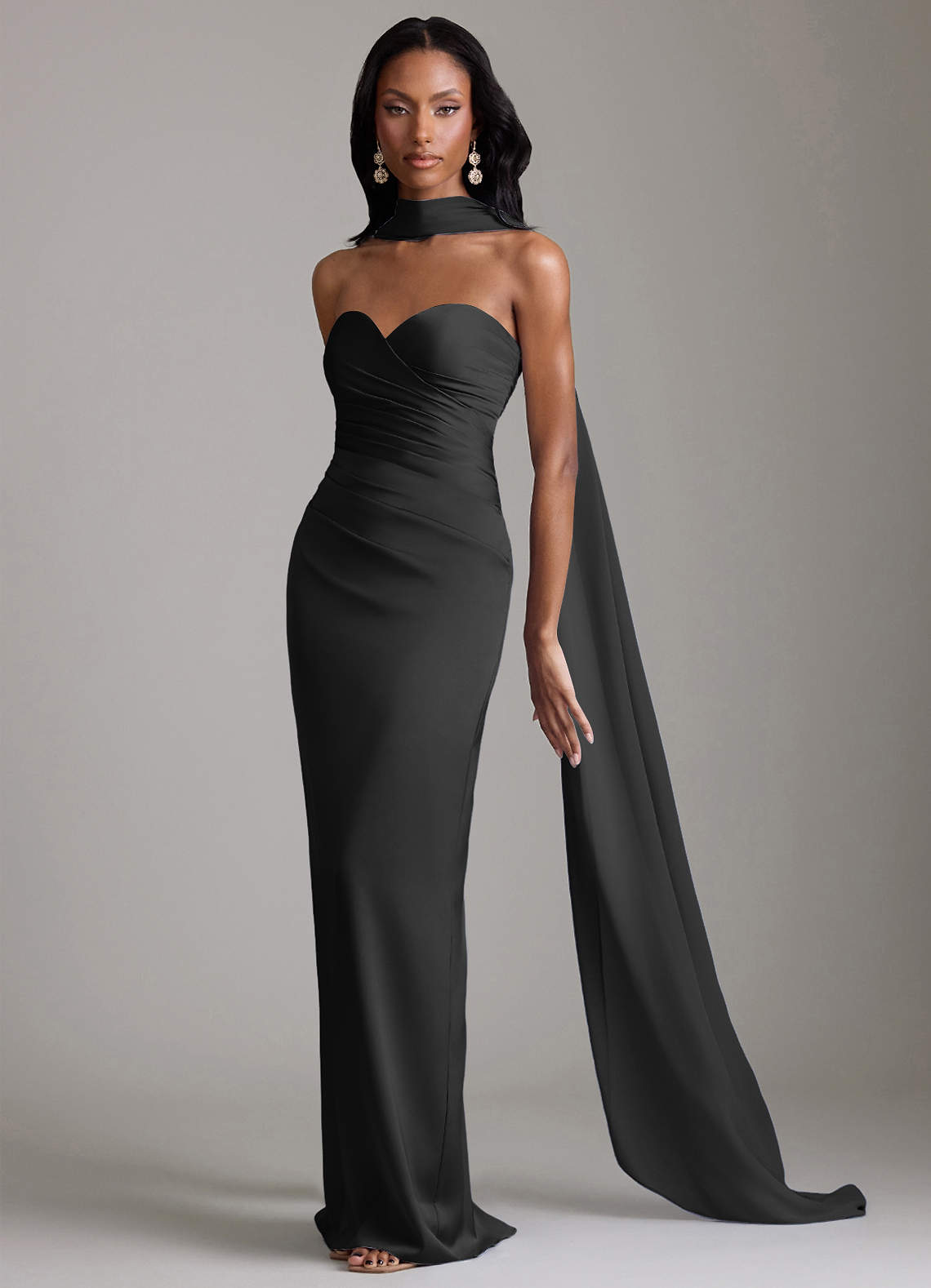 Azazie Sonora Black Stretch Satin Bridesmaid Dresses | Azazie Azazie Sonora Black Stretch Satin Bridesmaid Dresses | Azazie