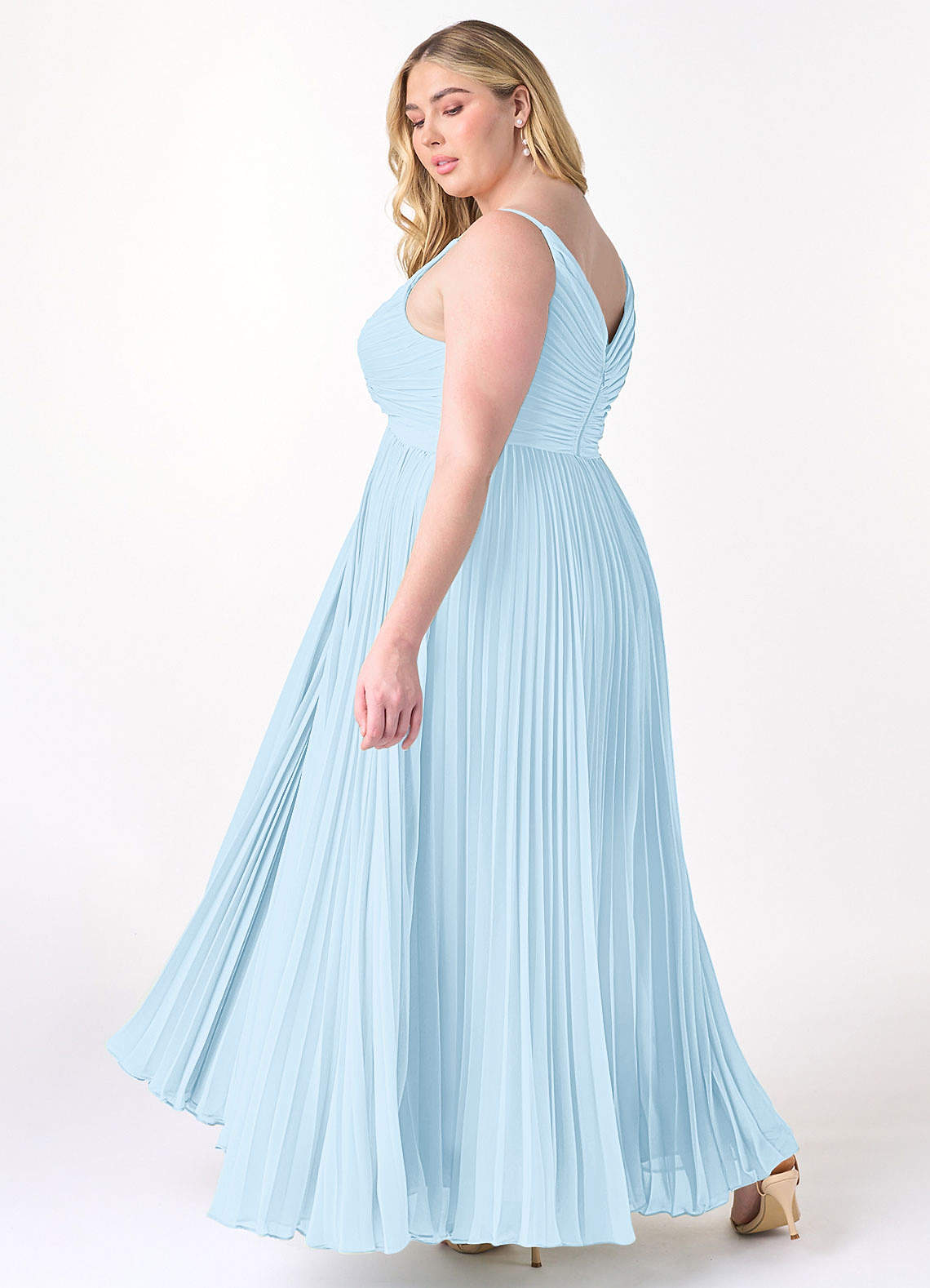 Azazie Raychelle Bridesmaid Dresses Sky Blue A-Line V-Neck Chiffon Dress image9