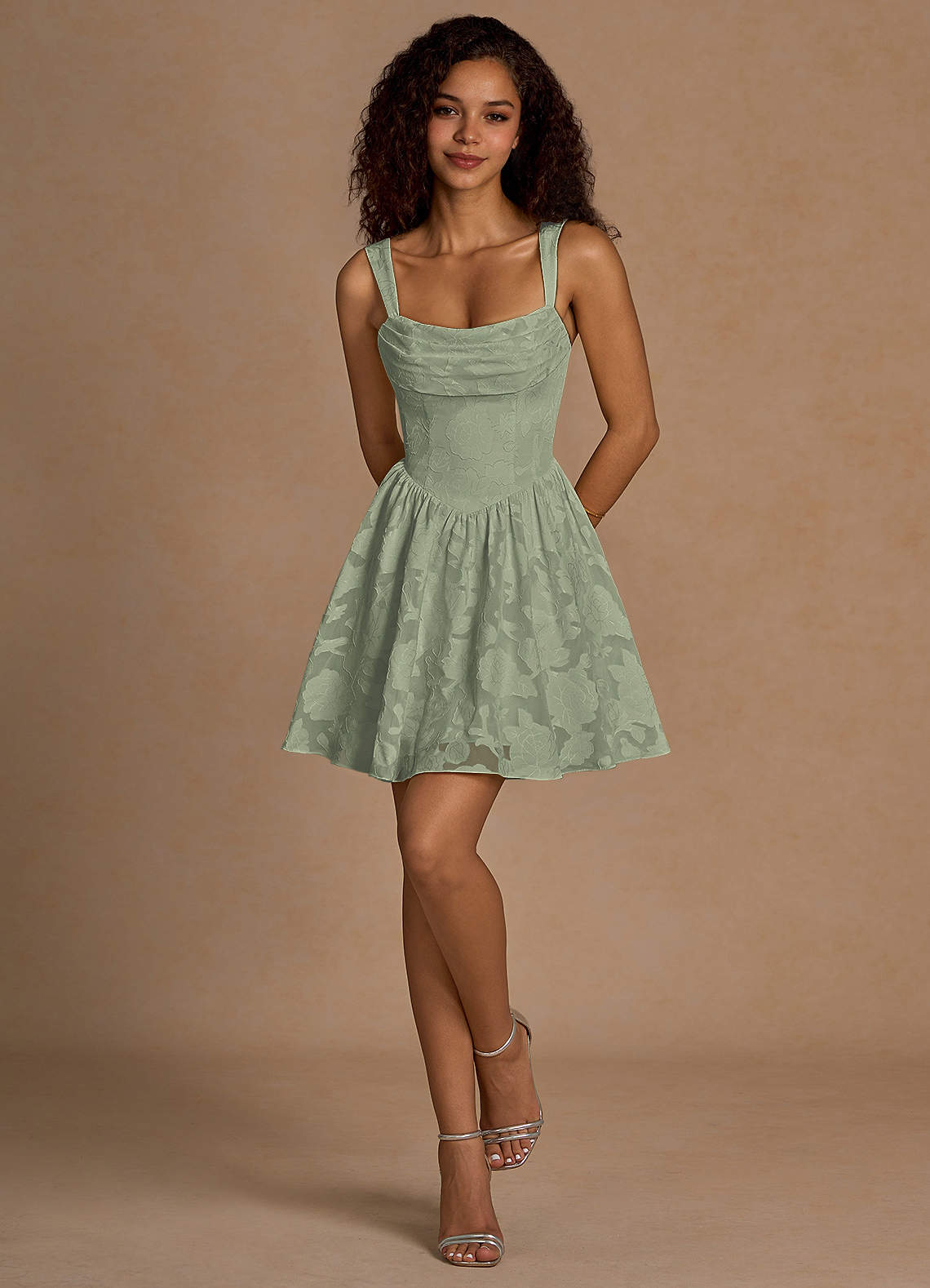 Azazie Scoop Homecoming Dress 2026 Pistachio Backless Lace Up