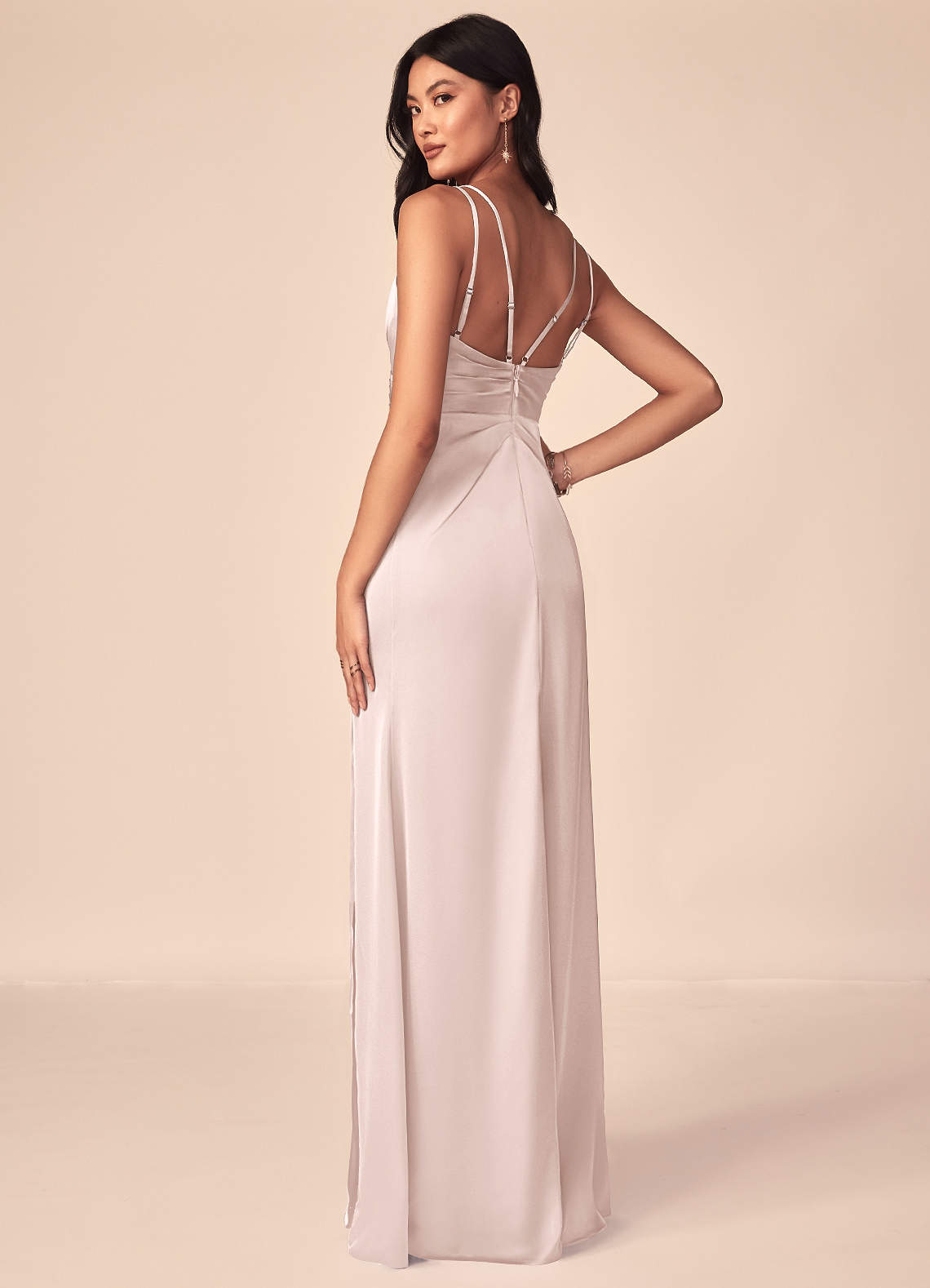 pink and silver bridesmaid dresses Sheath V Neck Silver Long Bridesmaid Dress With Bowknot US18 / Silver
