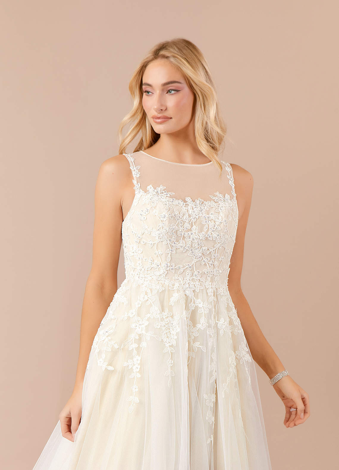 Azazie Deveny Wedding Dresses Ball-Gown Sequins Tulle Chapel Train Dress image1