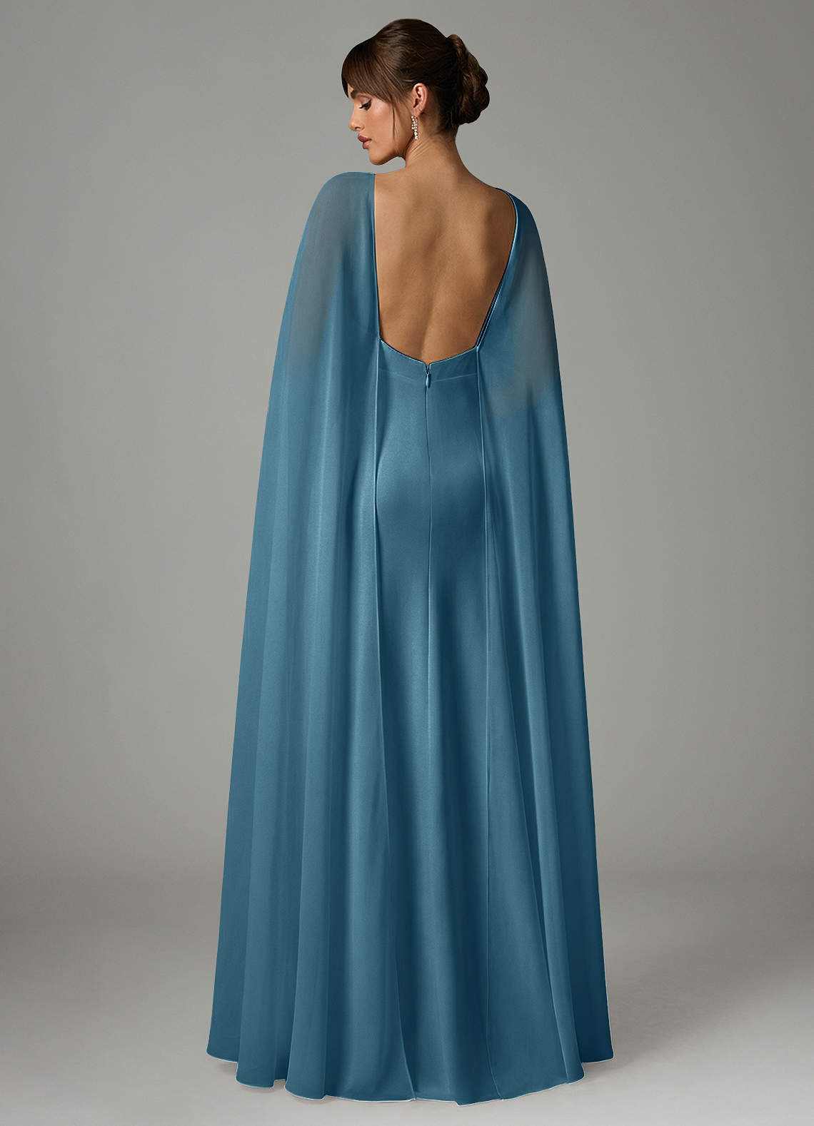 Azazie Stefania At-home Try On Dresses Black A-Line Stretch Satin Dress image3