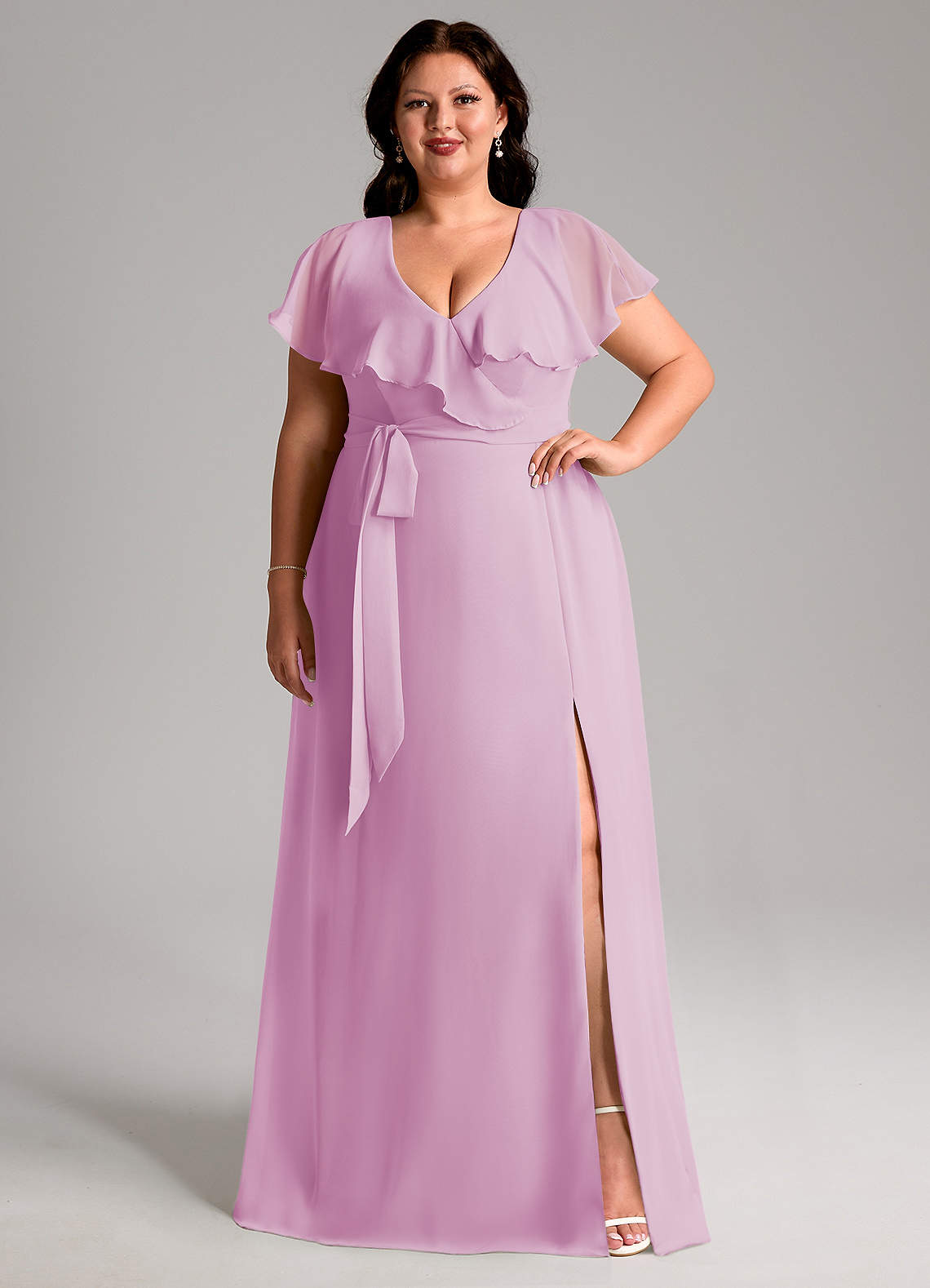 Azazie Lainey Bridesmaid Dresses Candy Pink A-Line with Pockets Chiffon Dress image1