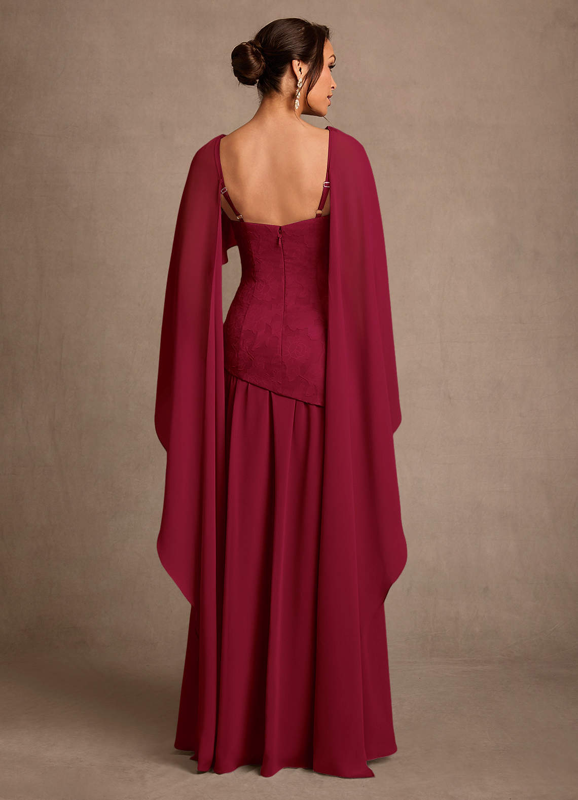 Azazie Flossie Mother of the Bride Dresses Burgundy A-Line Pleated Chiffon Dress image1