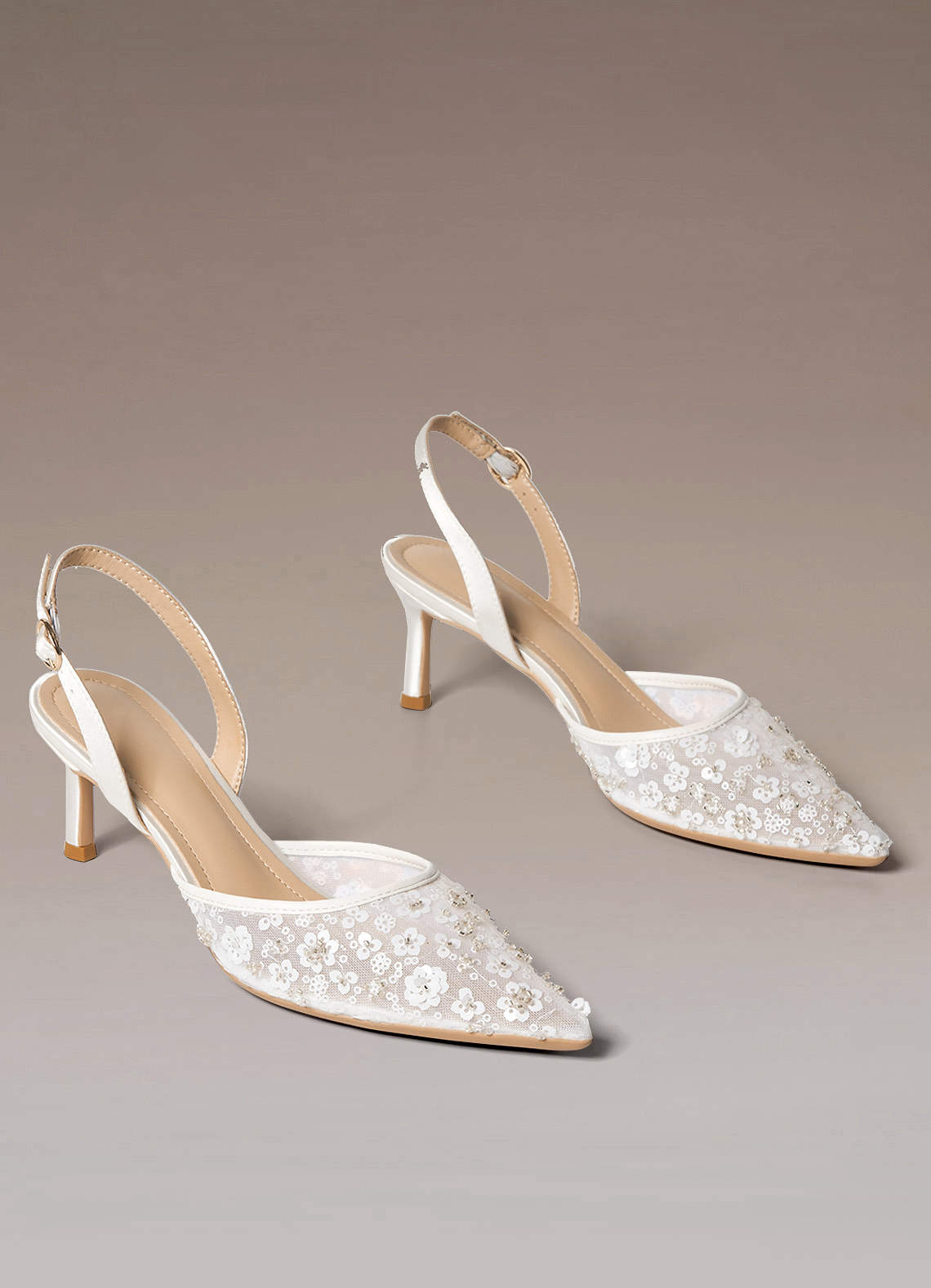 front Hand-Beaded 3D Flowers Bridal Shoes