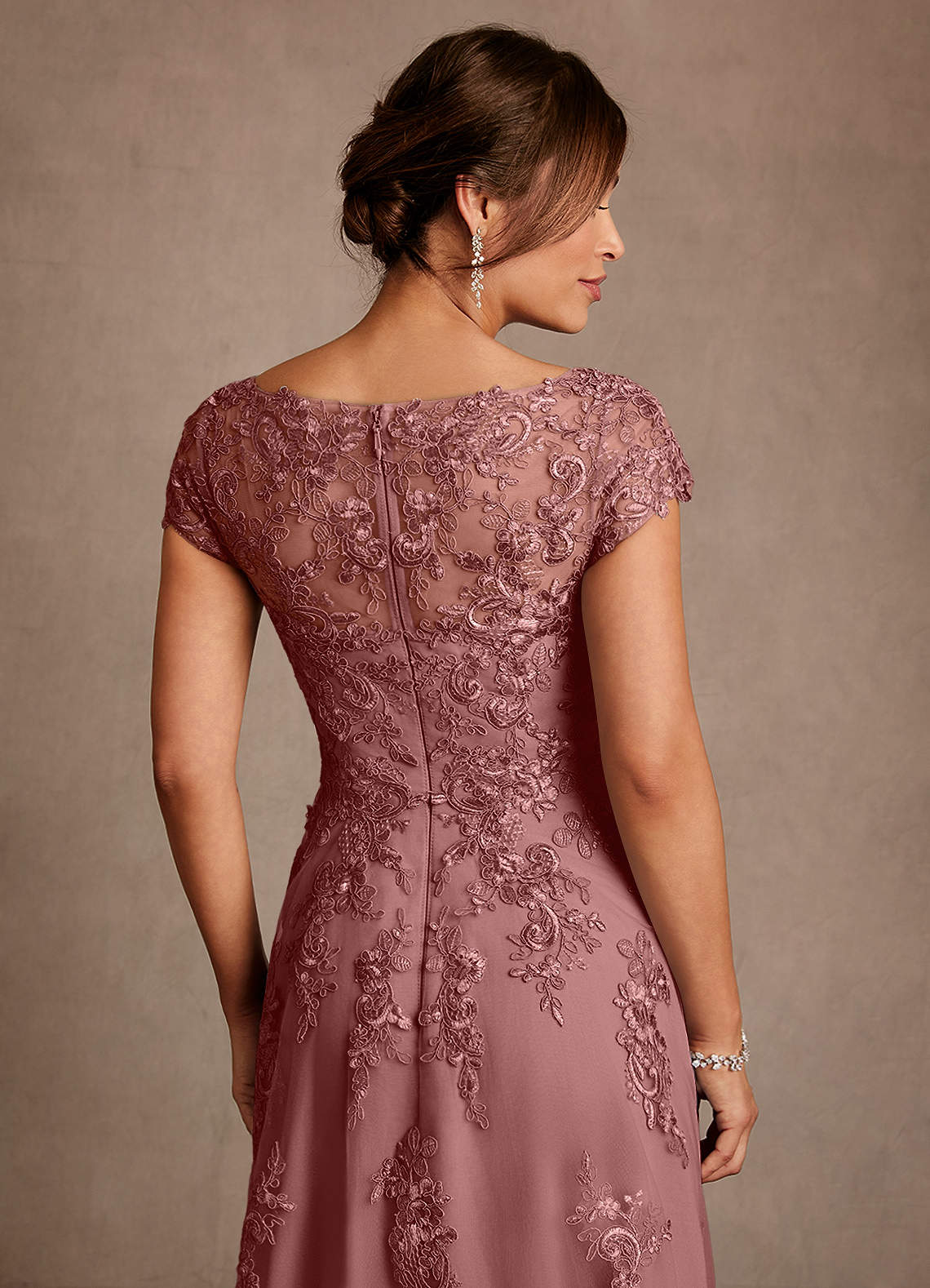 Azazie Jolanda vestidos de madre de la novia Vestido de Rosa Del Desierto de Encaje de Corte en A image5