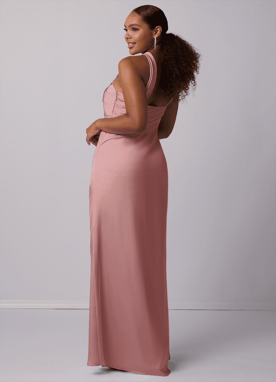 Barbie ♥ Azazie Bridesmaid Dresses Mermaid One Shoulder Stretch Satin Floor-Length Dress image9