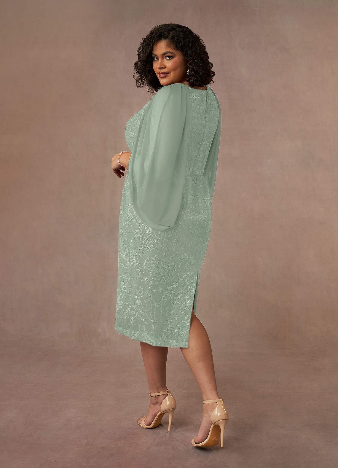 Azazie Mya Mother of the Bride Dresses Dusty Sage Sheath Scoop lace Lace Dress image7