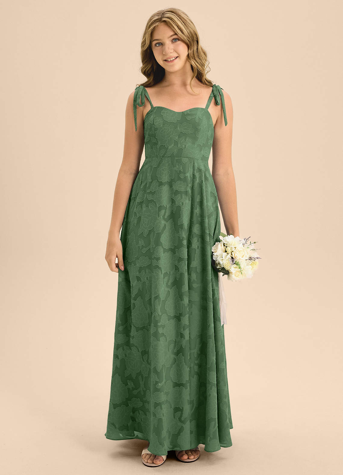 Azazie Rosey Junior Klänning av A-Line i Blommig Utbrändhet Sweetheart halsringning image1