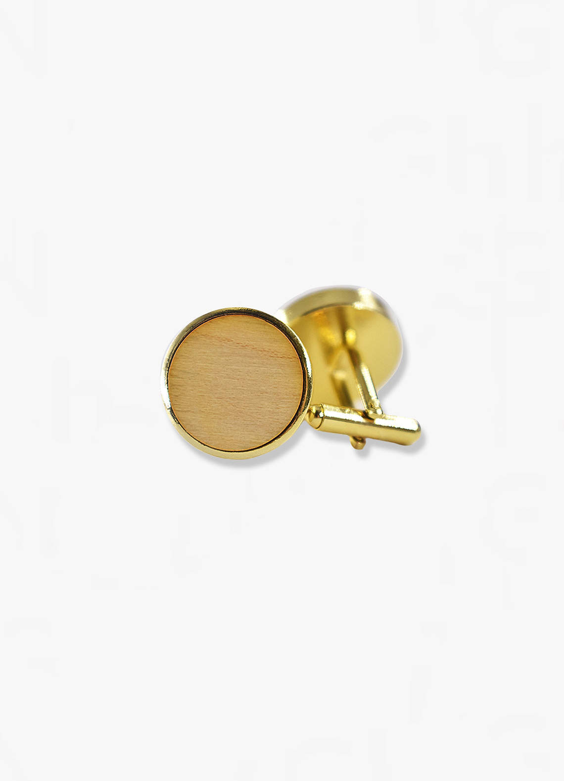 front Rounded Light Wood Cuff Links