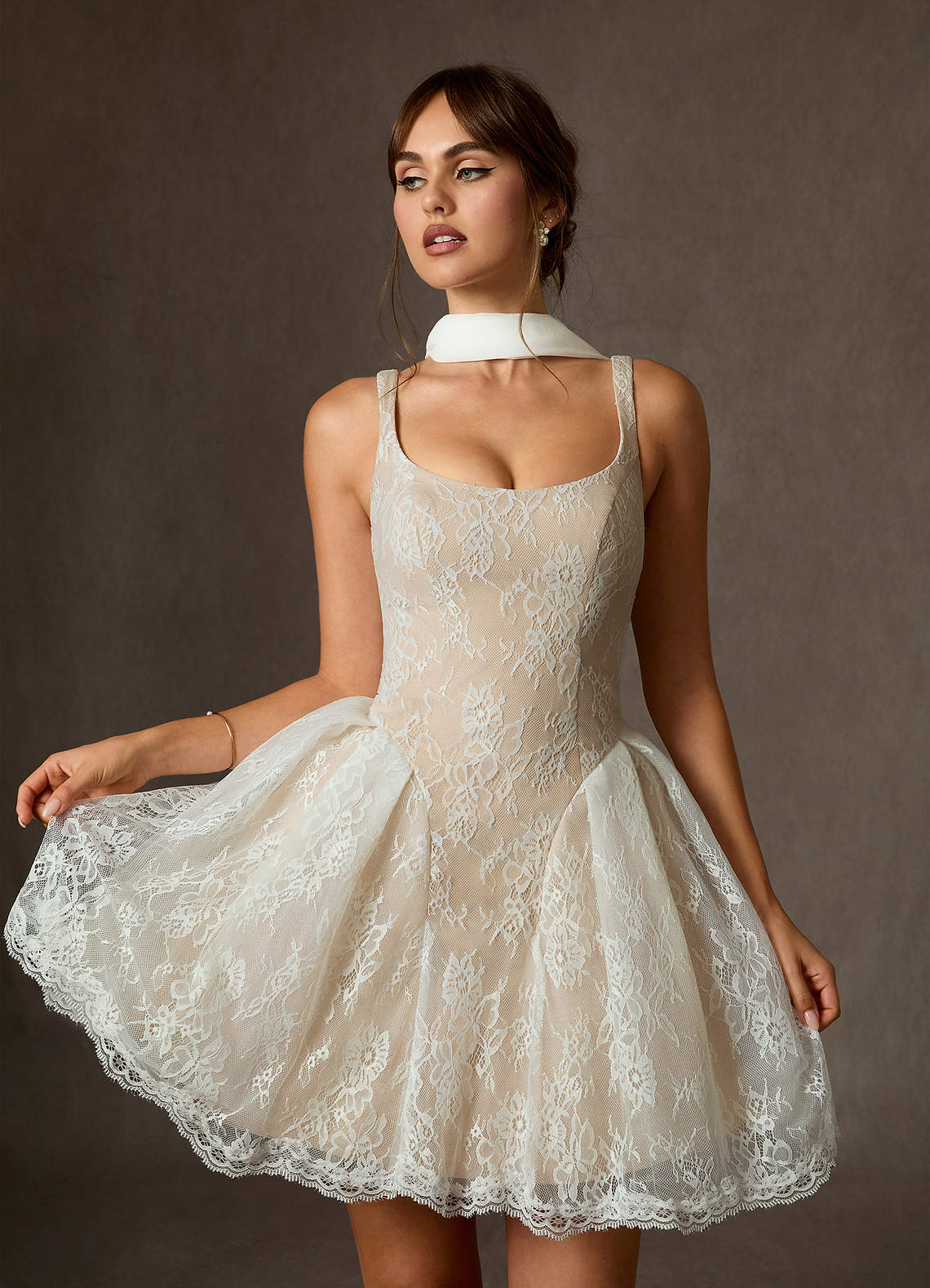 Azazie Dawn Diamond White Nude A-Line Lace Dress | Azazie Azazie Dawn Diamond White Nude A-Line Lace Dress | Azazie