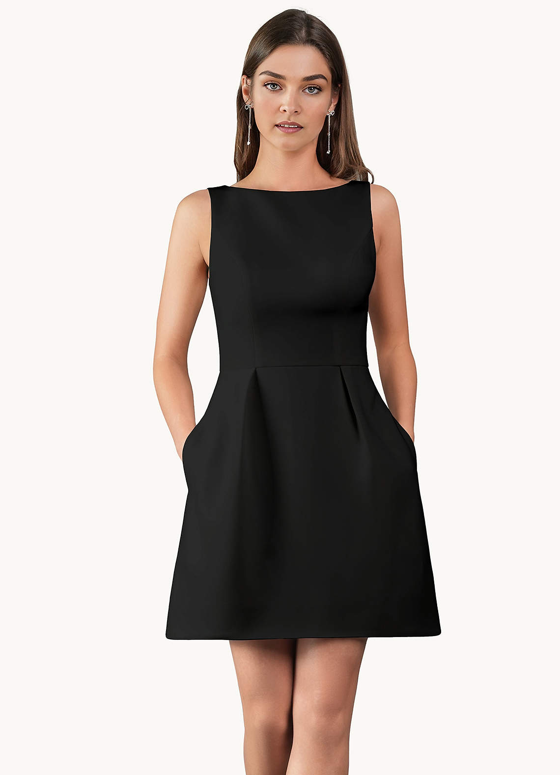 Mignon Black Boat Neck Mini Dress Atelier Dresses | Azazie