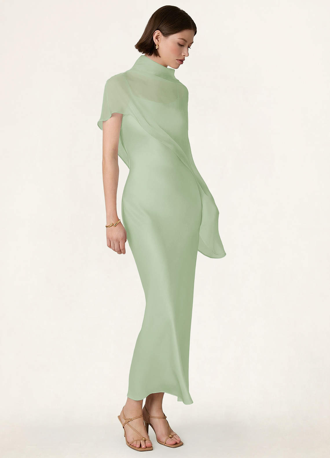 front Azazie Bijpassende chiffon cape met schuine snit