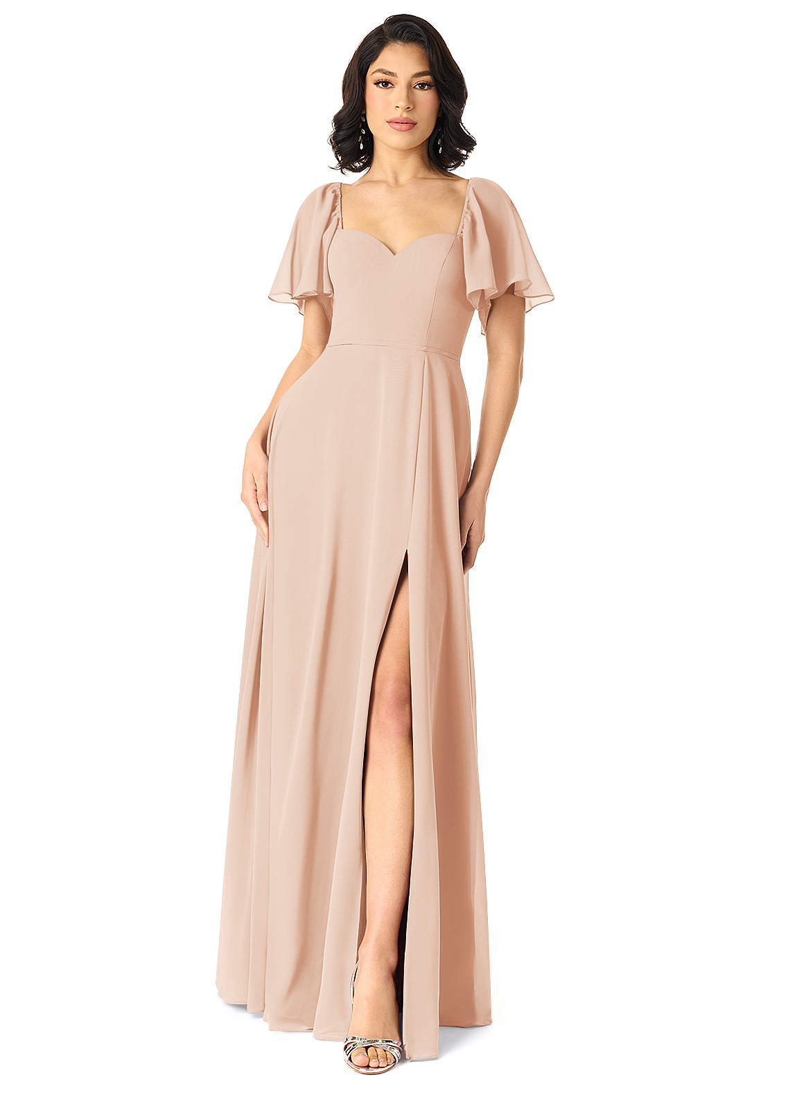 Azazie Chloe Bridesmaid Dresses English Rose A-Line Sweetheart Neckline Chiffon Dress image1