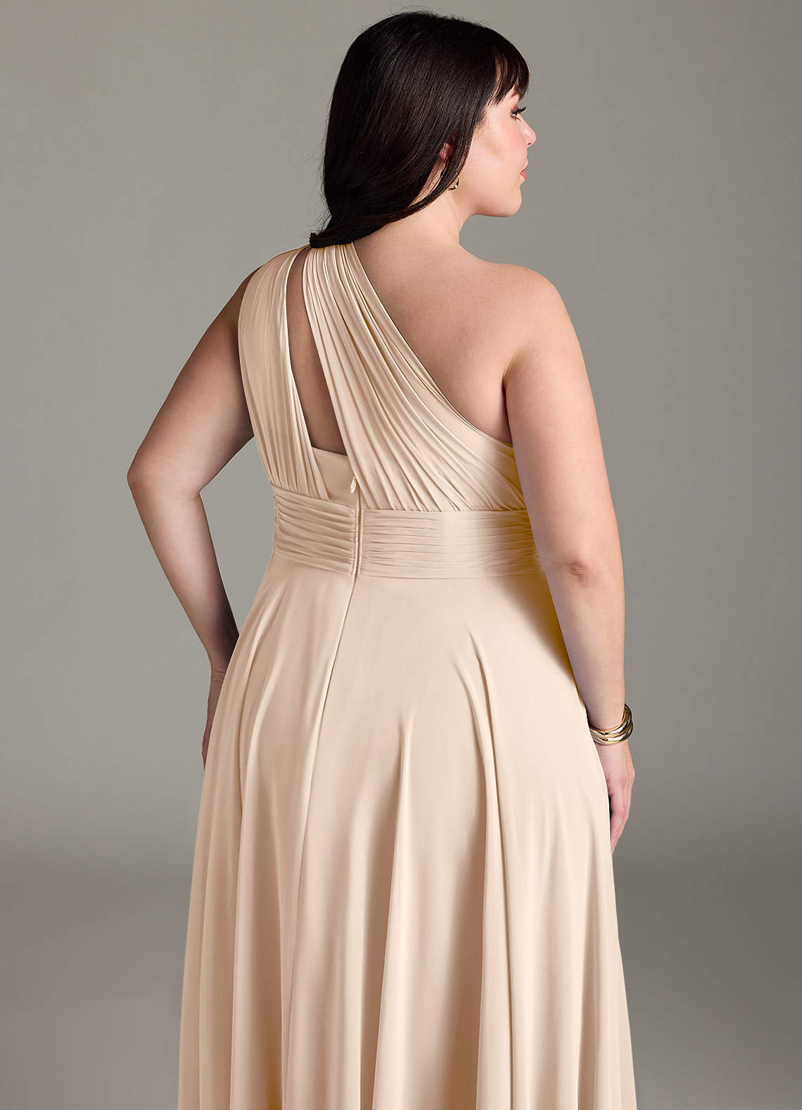 Azazie Charlize Abiti da Damigella Abito A-Line in Chiffon Monospalla Alabastro Bianco image12