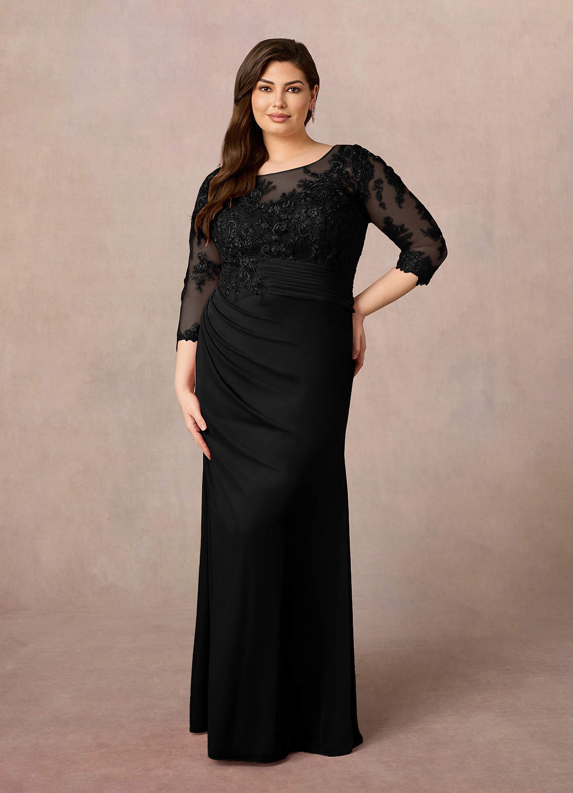 Azazie Fatemah Mother of the Bride Dresses Black Mermaid Scoop Lace Lace Dress image6