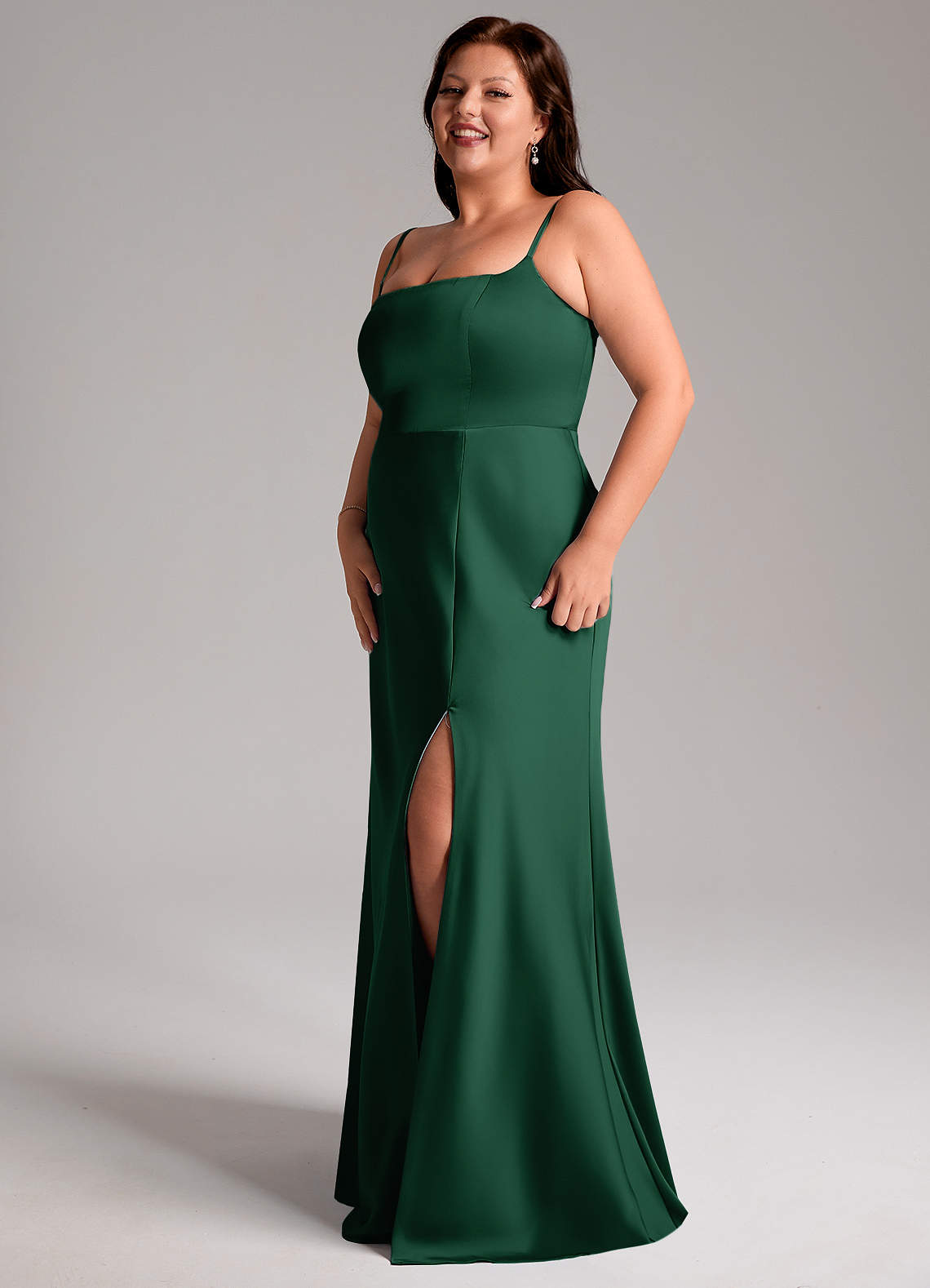 Azazie Lidia Dark Green Stretch Satin Bridesmaid Dresses | Azazie Azazie Lidia Dark Green Stretch Satin Bridesmaid Dresses | Azazie