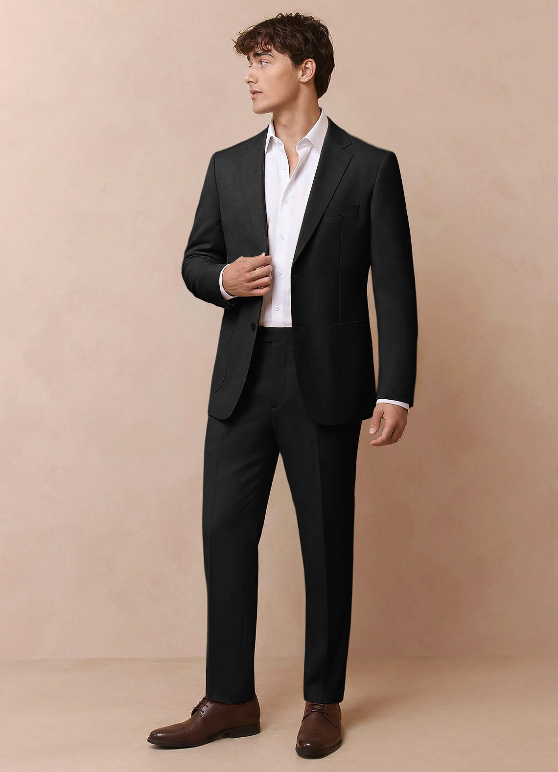 front Owen Black Lightweight Tailored Suit Jacket
