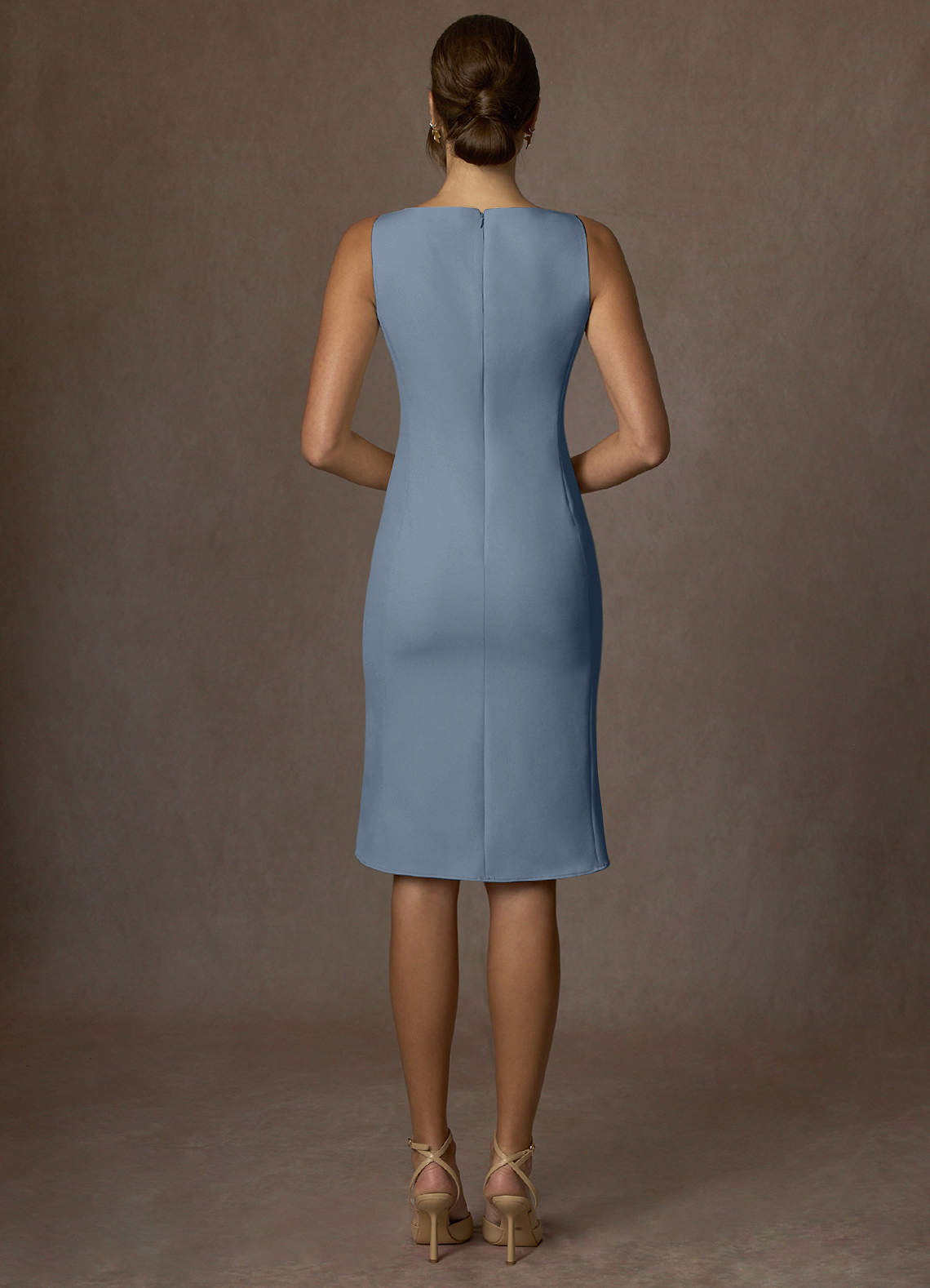 front Kennedy Dusty Blue Structured Stretch Dress
