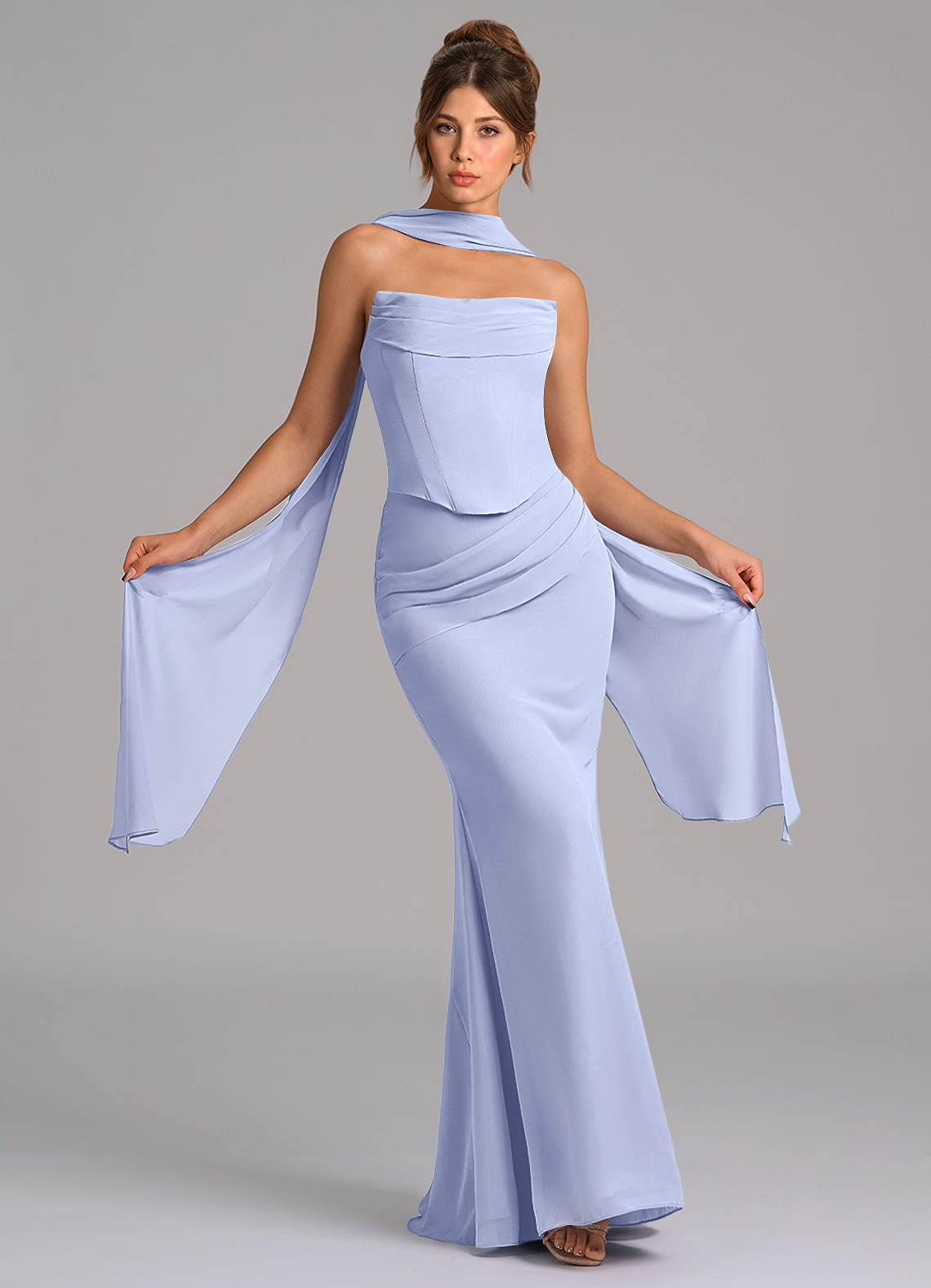 Azazie Sorrel Suknie dla druhen Syrena Gorset Szyfon Do ziemi Sukienka image1