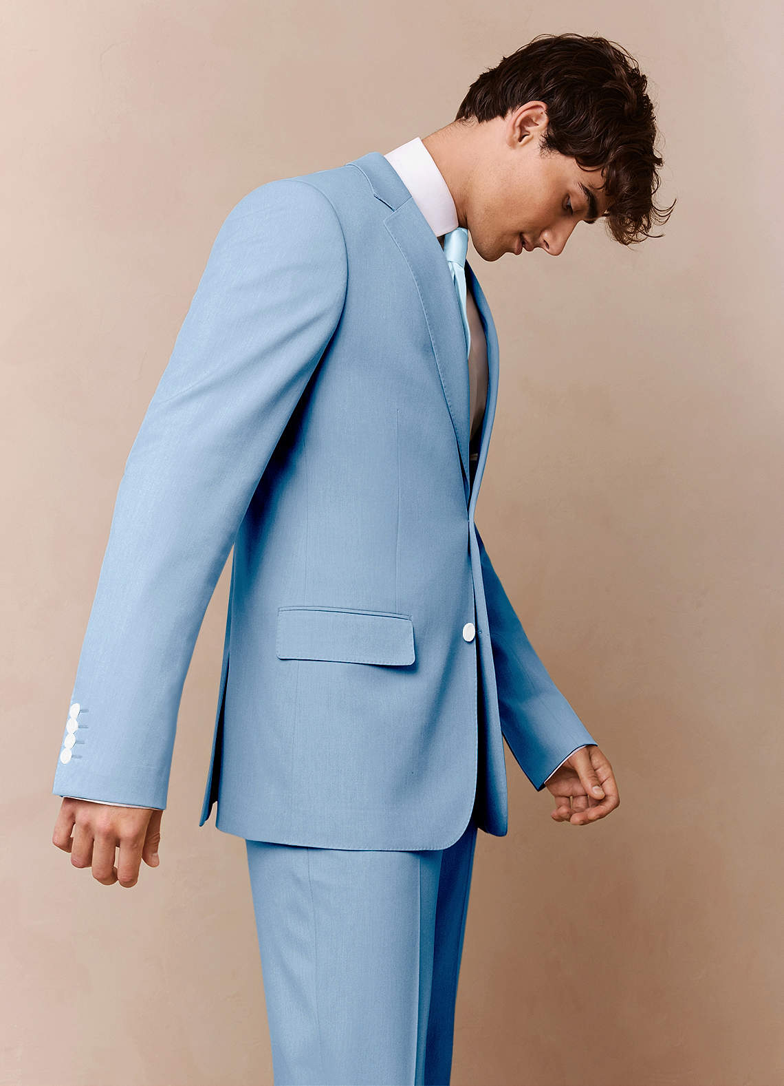 front James Sky Blue Structured Stretch Suit Jacket