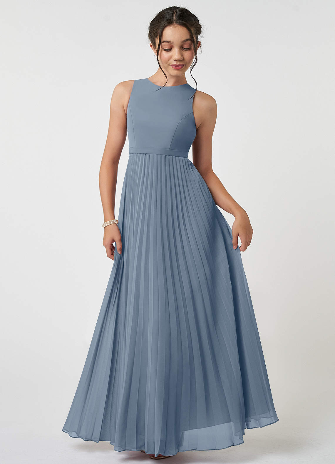 Azazie Lindie Junior Twilight A-Line Pleated Chiffon Dress image1