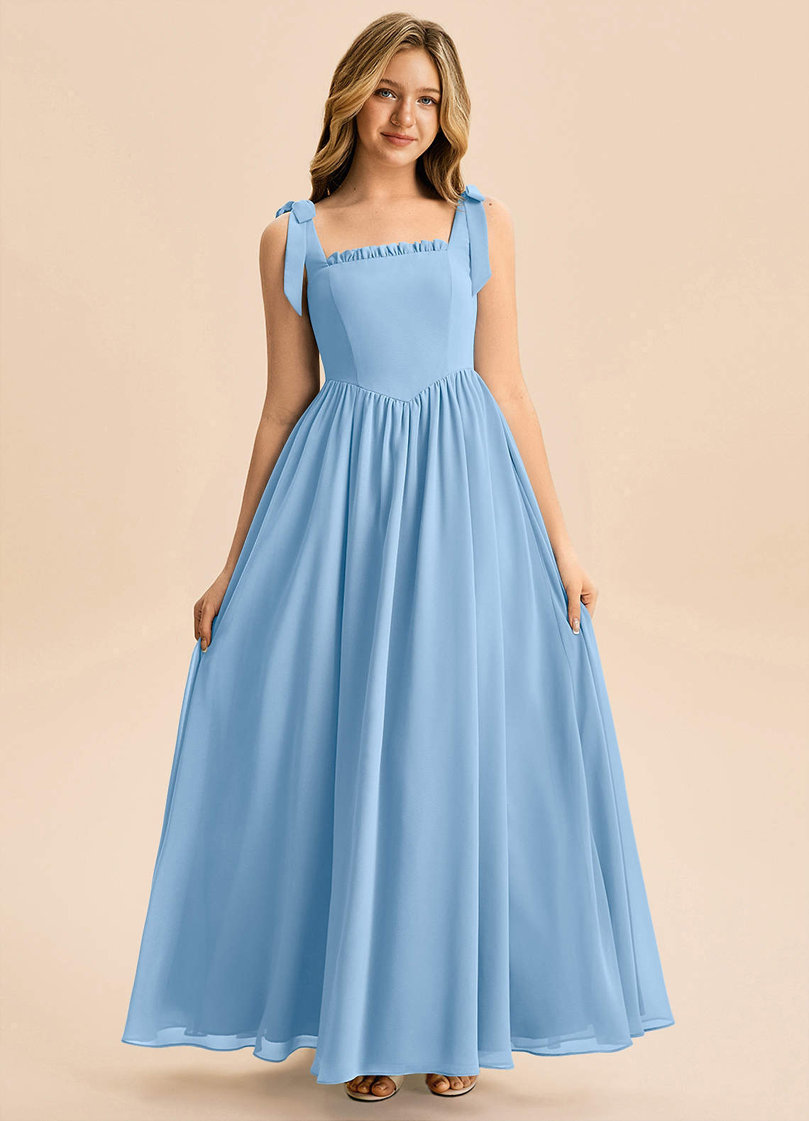 Azazie Delia Junior Bridesmaid Dress in Powder Blue | Azazie