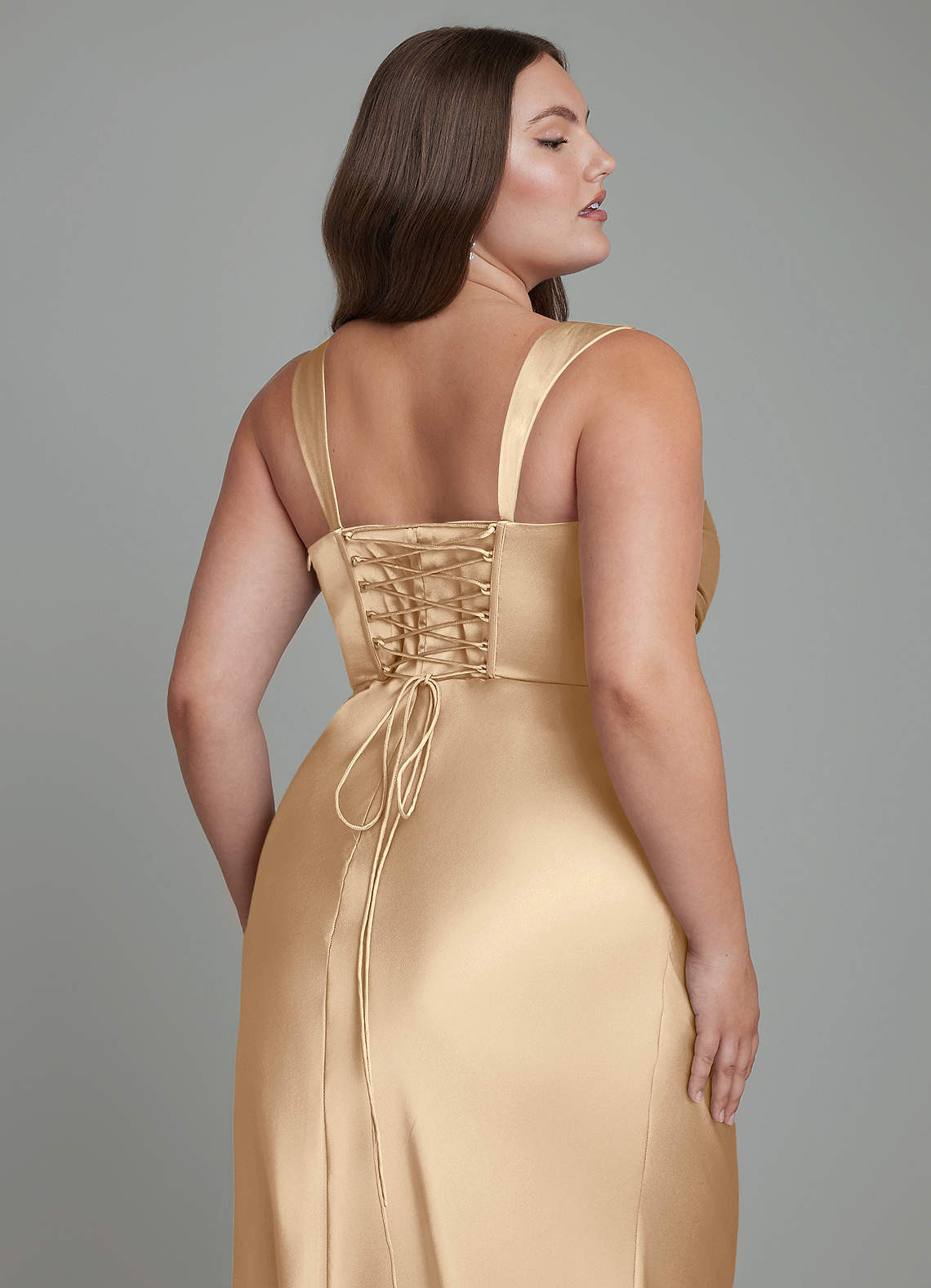 Azazie Agustina Bridesmaid Dresses Champagne Mermaid Corset Stretch Satin Dress image12