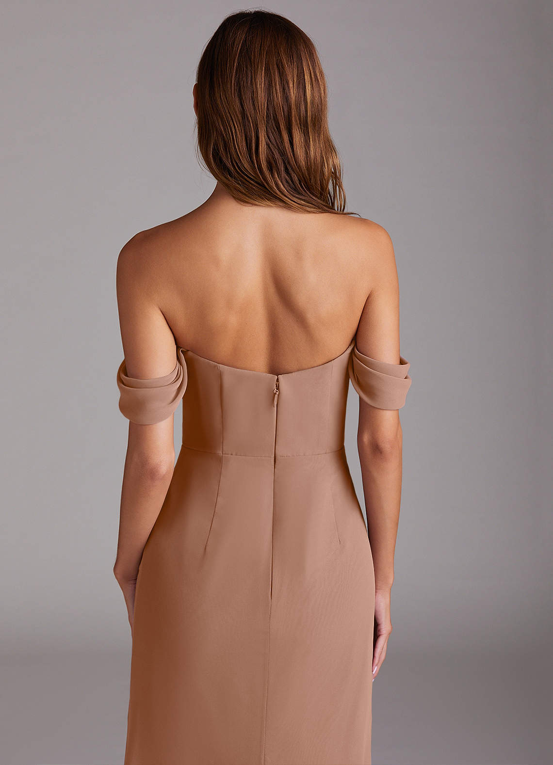 Azazie Saige Bridesmaid Dresses Champagne Rose A-Line Off the Shoulder Chiffon Convertible Dress image5