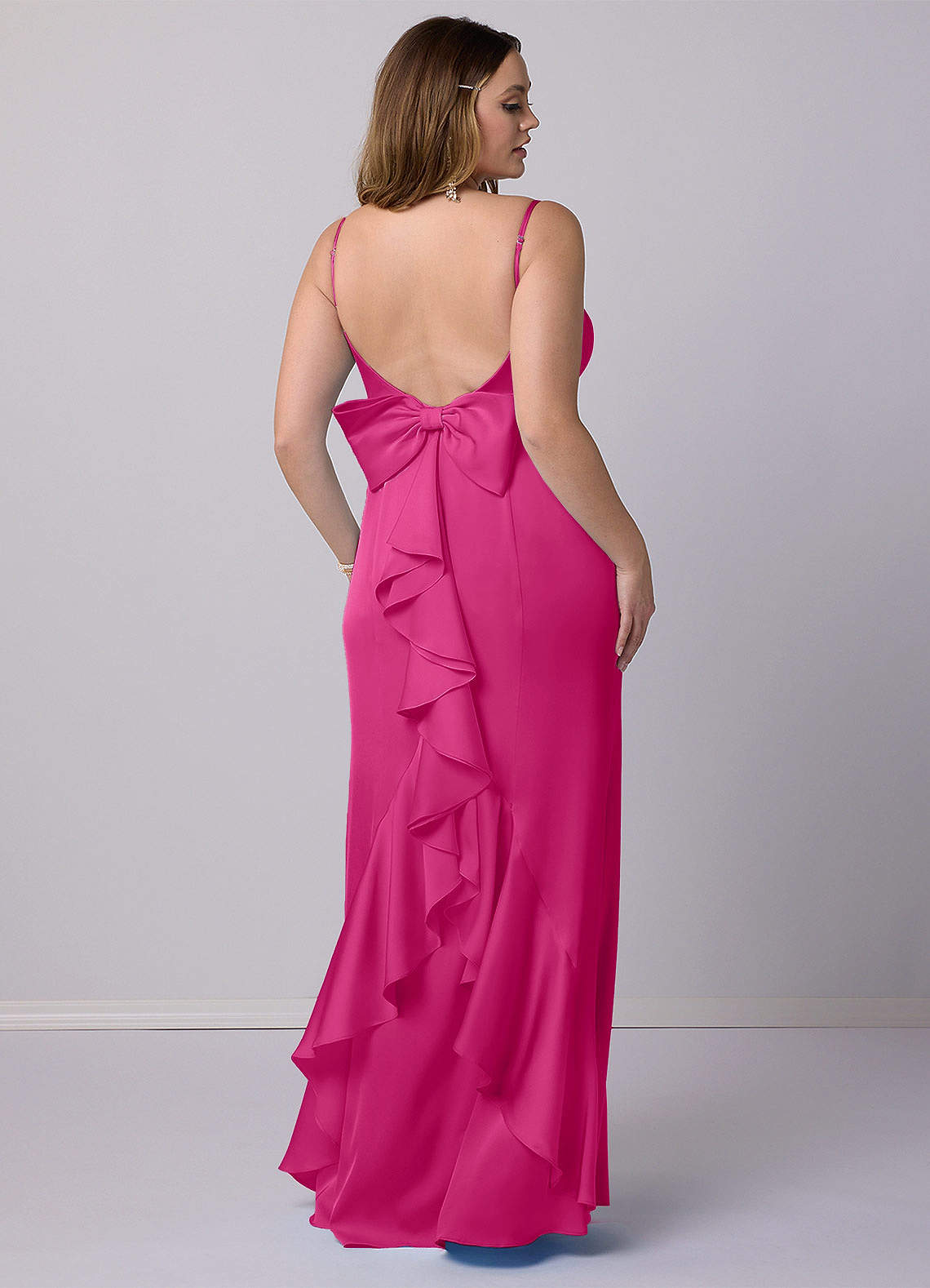 Barbie ♥ Azazie Bridesmaid Dresses Mermaid Bow Stretch Satin Floor-Length Dress image5