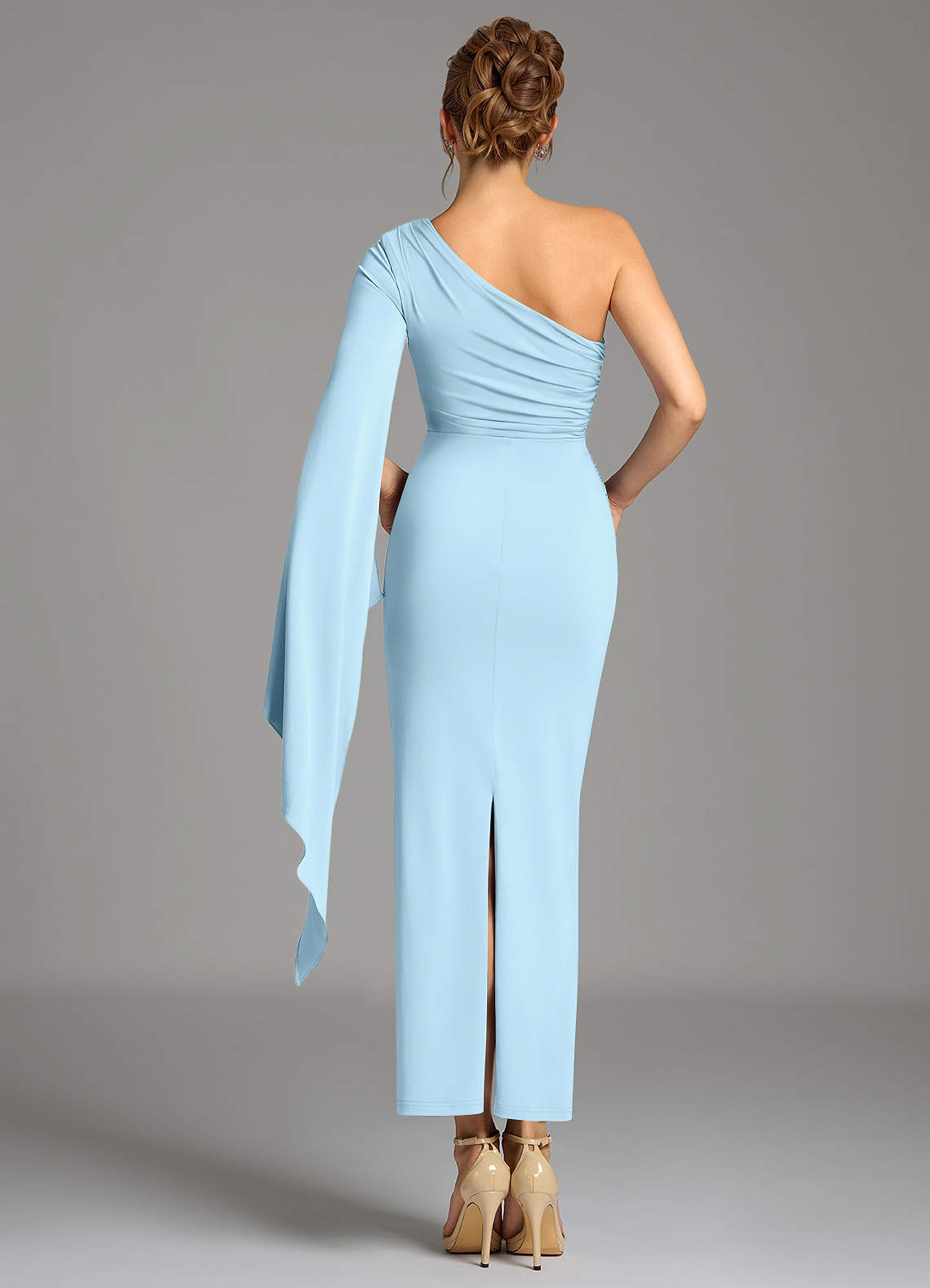 Azazie Jana Sky Blue Premium Stretch Jersey Bridesmaid Dresses | Azazie