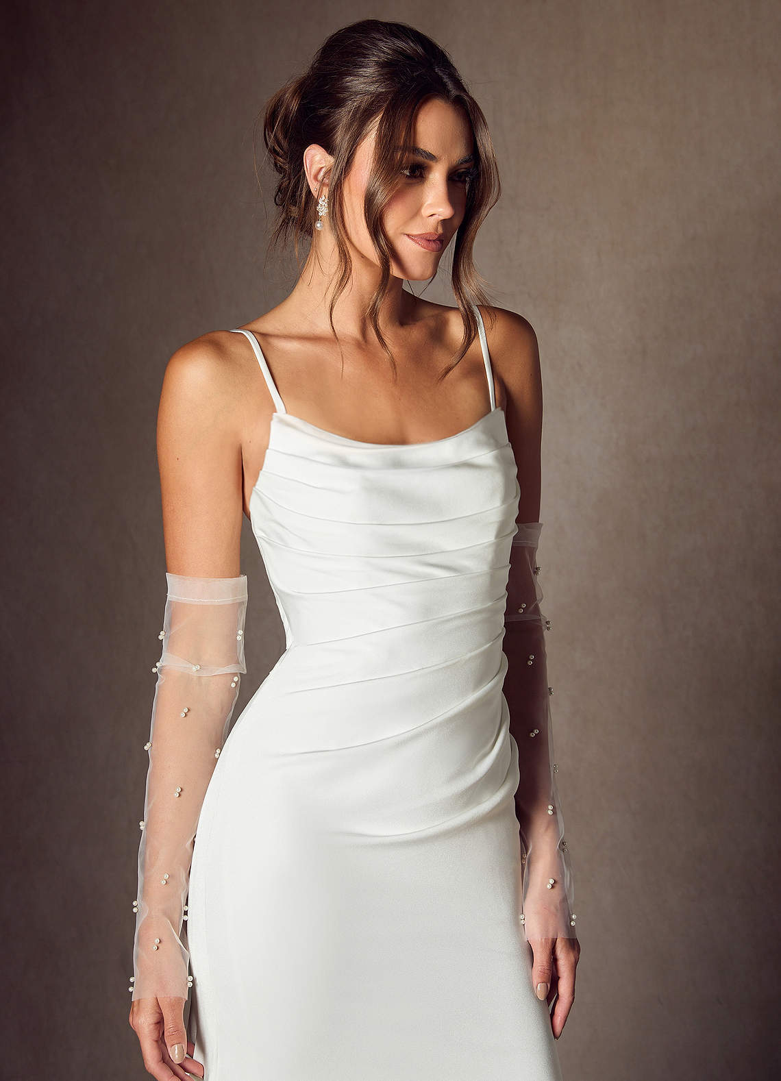 Azazie Elyse Wedding Dresses Diamond White Mermaid Strapless Crepe Back Satin Dress image2