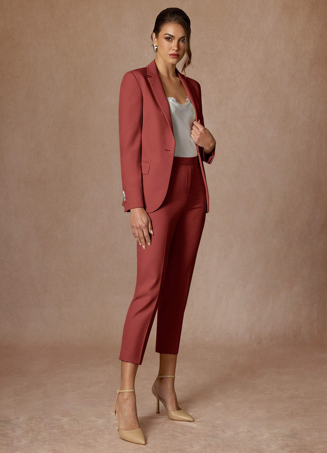 front Kennedy Terracotta Pantalon habillé performant en tissage raffiné