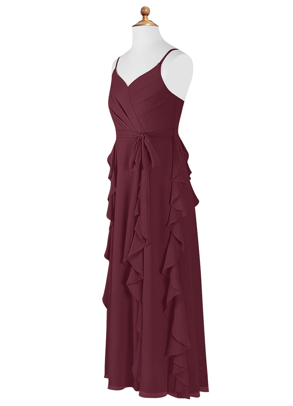 Azazie Peyton Junior Vestido Cabernet de Chiffon de Linha A com Plissado image7