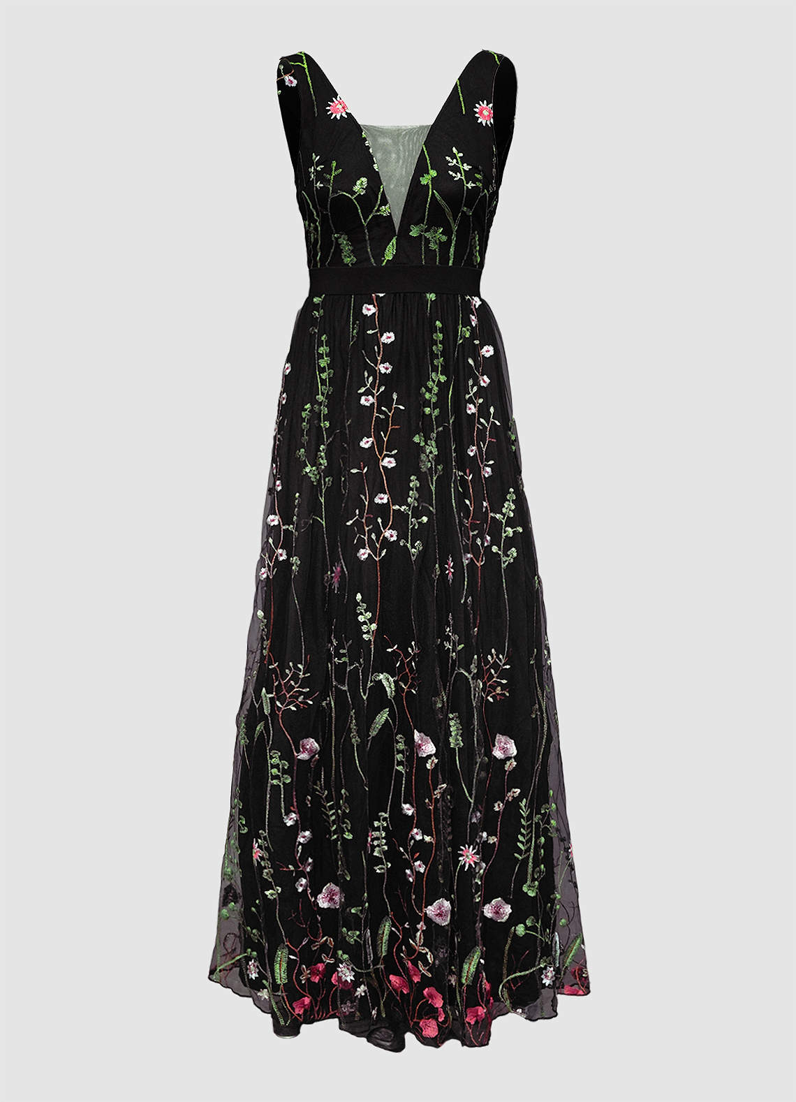 Forever Lovable Black Floral Embroidered Maxi Dress image1