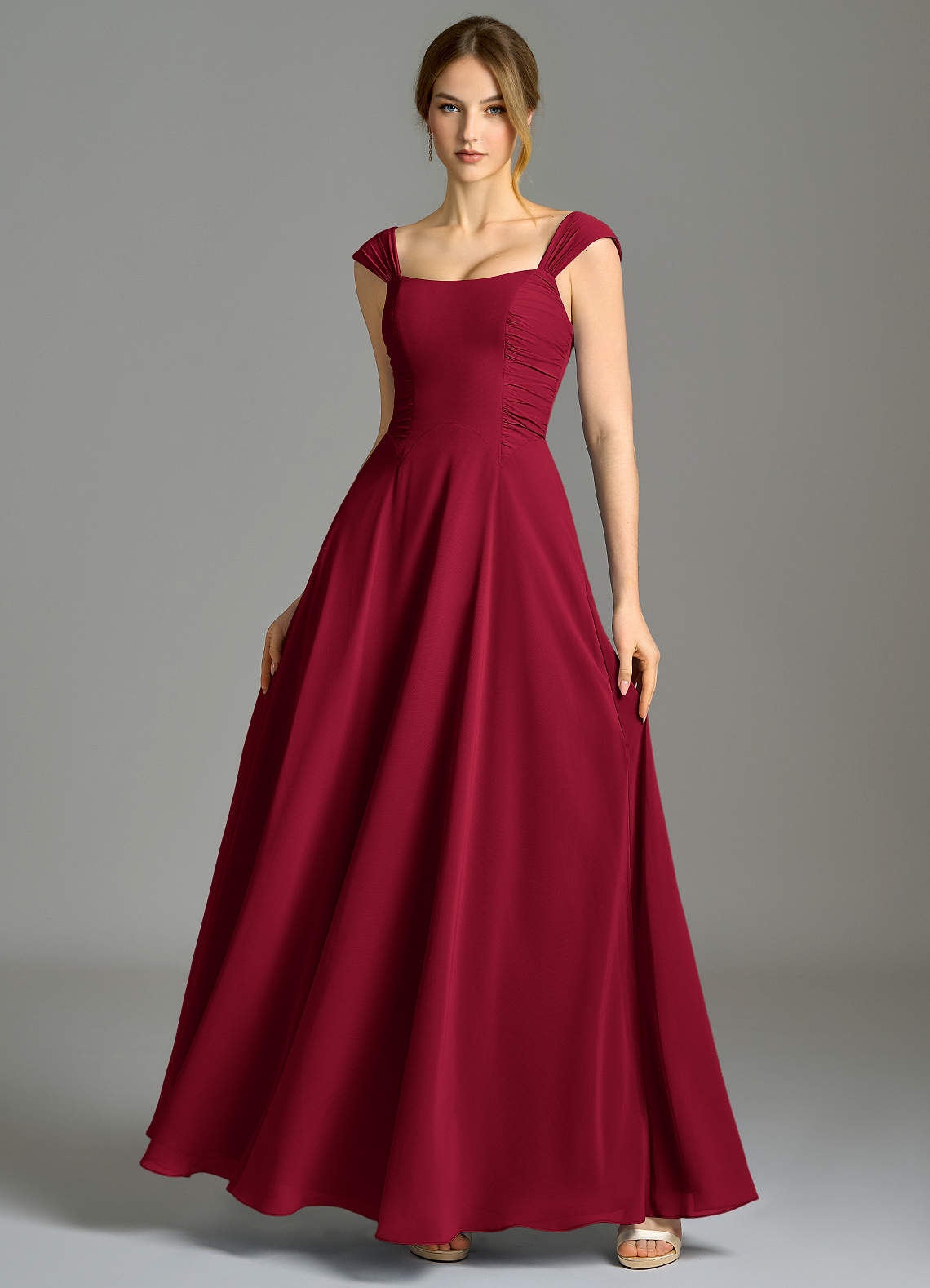 Azazie Oasis Ready to Ship Burgundy Chiffon Bridesmaid Dresses