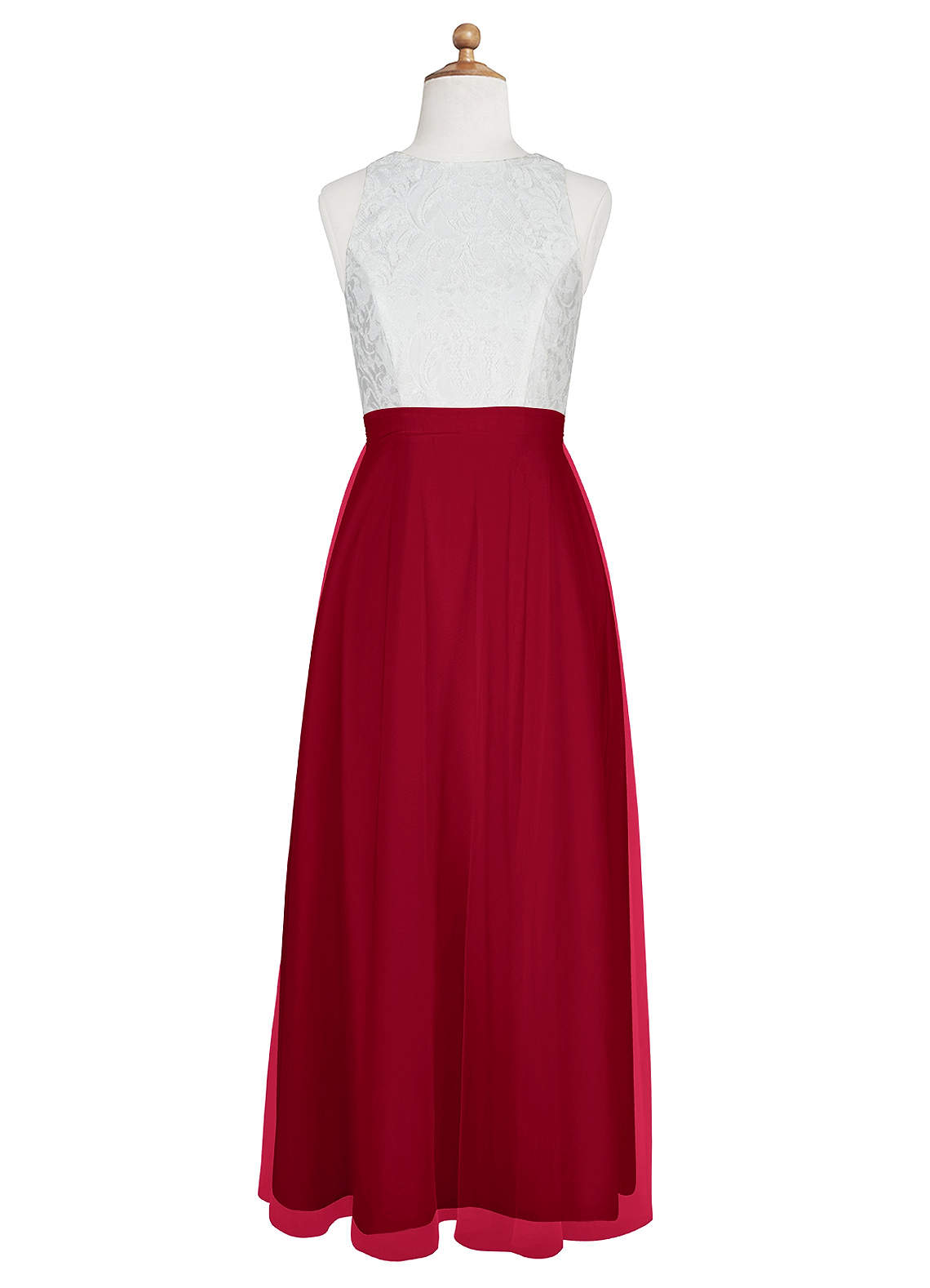 red and white junior bridesmaid dresses Sleeveless A Line Chiffon Lace Junior Bridesmaid Dress