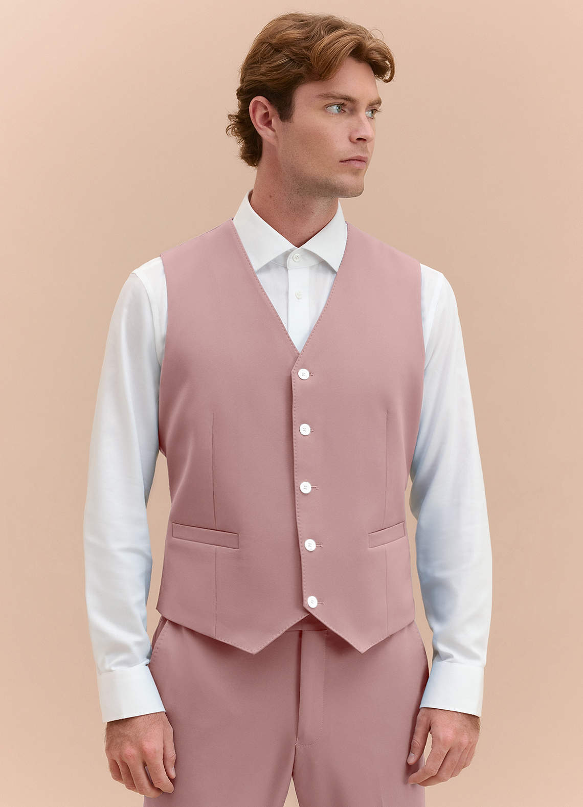 James Dusty Rose Structured Stretch Suit Vest | Classic Short Suit