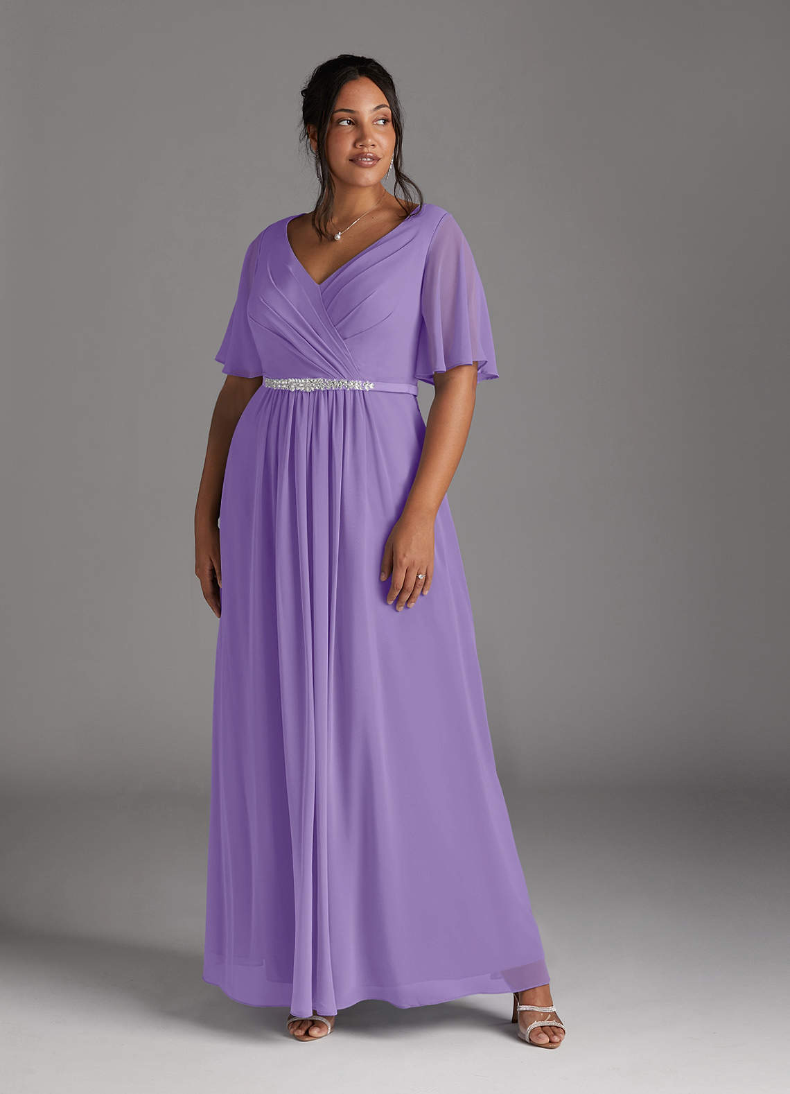 Azazie Tricia Mother of the Bride Dresses Tahiti A-Line V-Neck Pleated Chiffon Dress image1