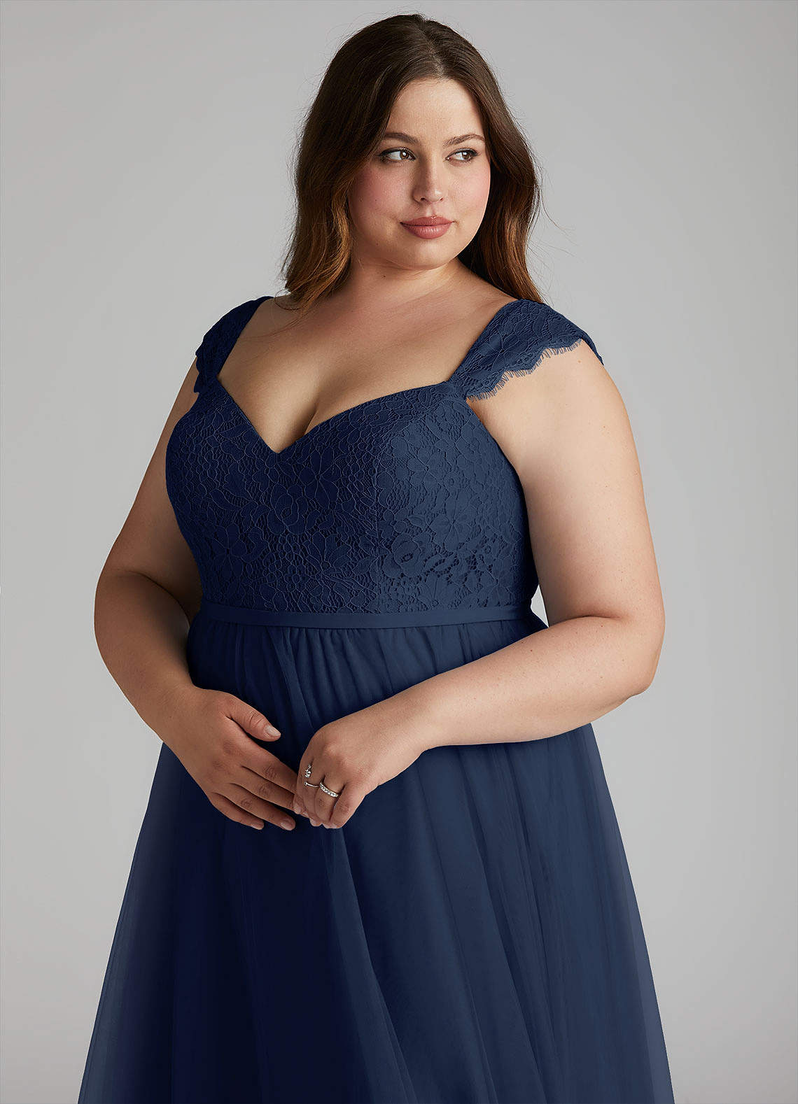 navy plus size bridesmaid dresses Plus-Size Navy Blue Long Formal Prom Dress by La Femme Navy / 16W main image 1