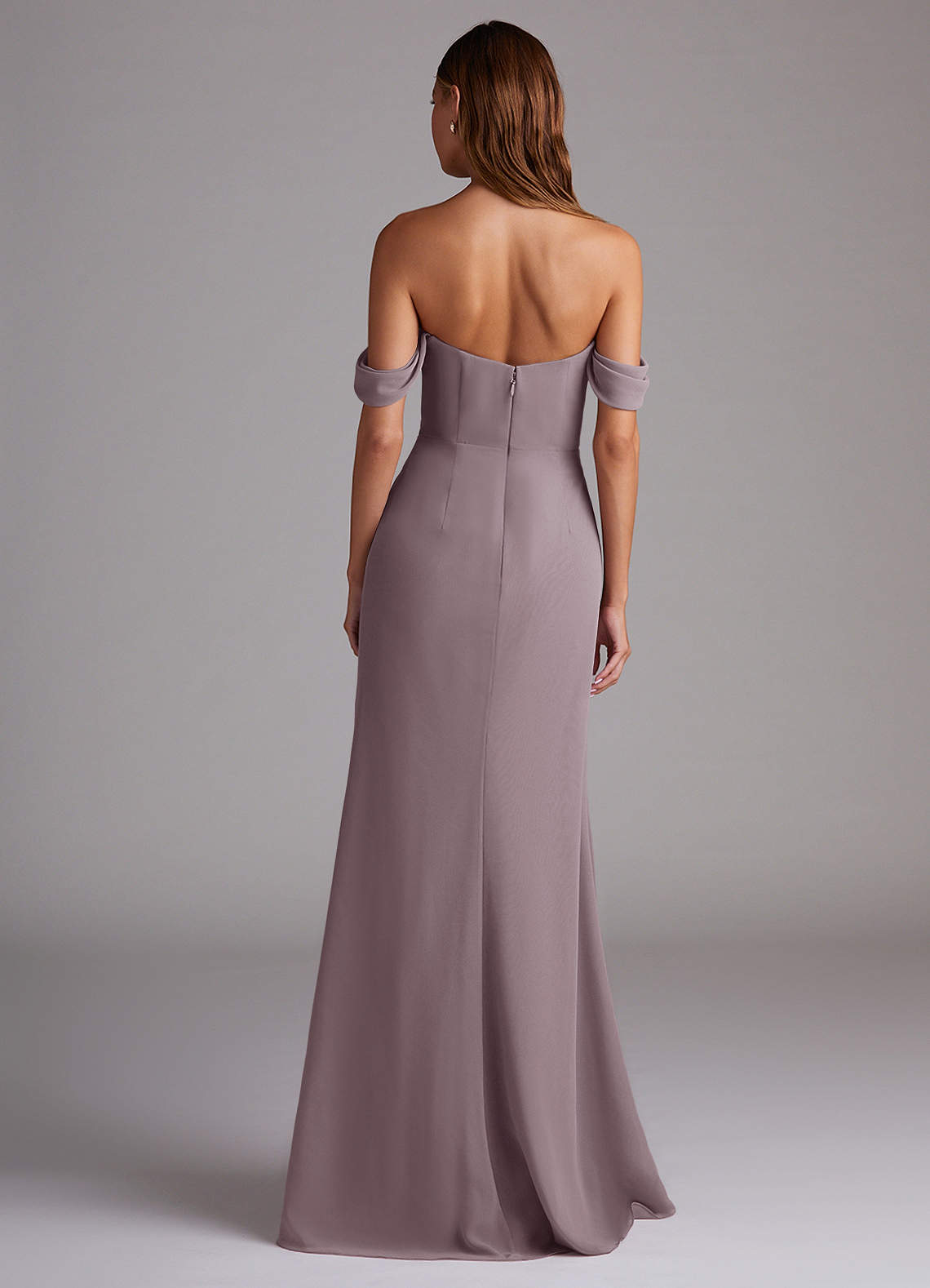 Azazie Saige Bridesmaid Dresses Dusk A-Line Off the Shoulder Chiffon Convertible Dress image6